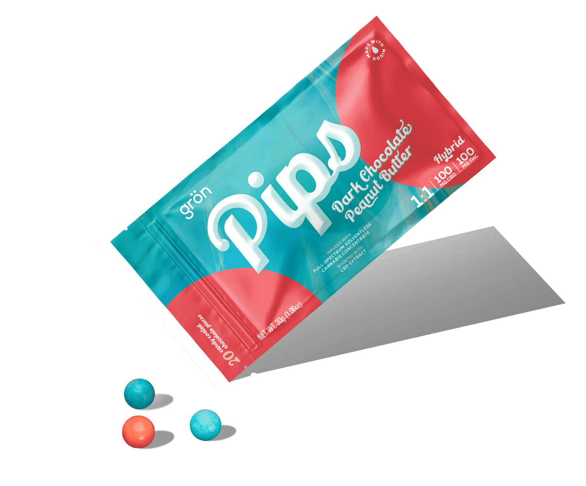 1:1 Dark Chocolate Peanut Butter Pips · CBD/THC