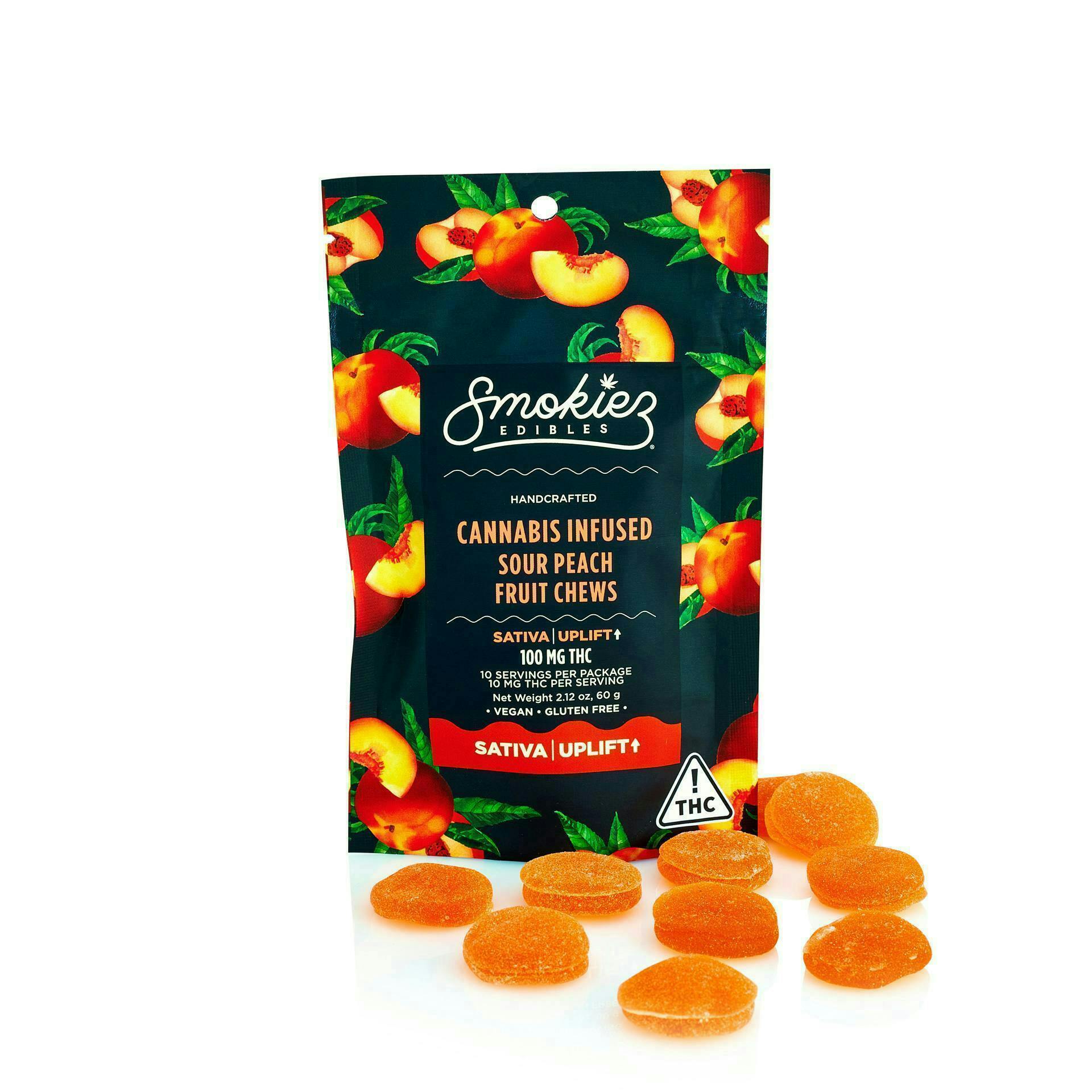 Sour Peach Gummies | 100mg | 10ct | 10mg/ea by Smokiez Edibles