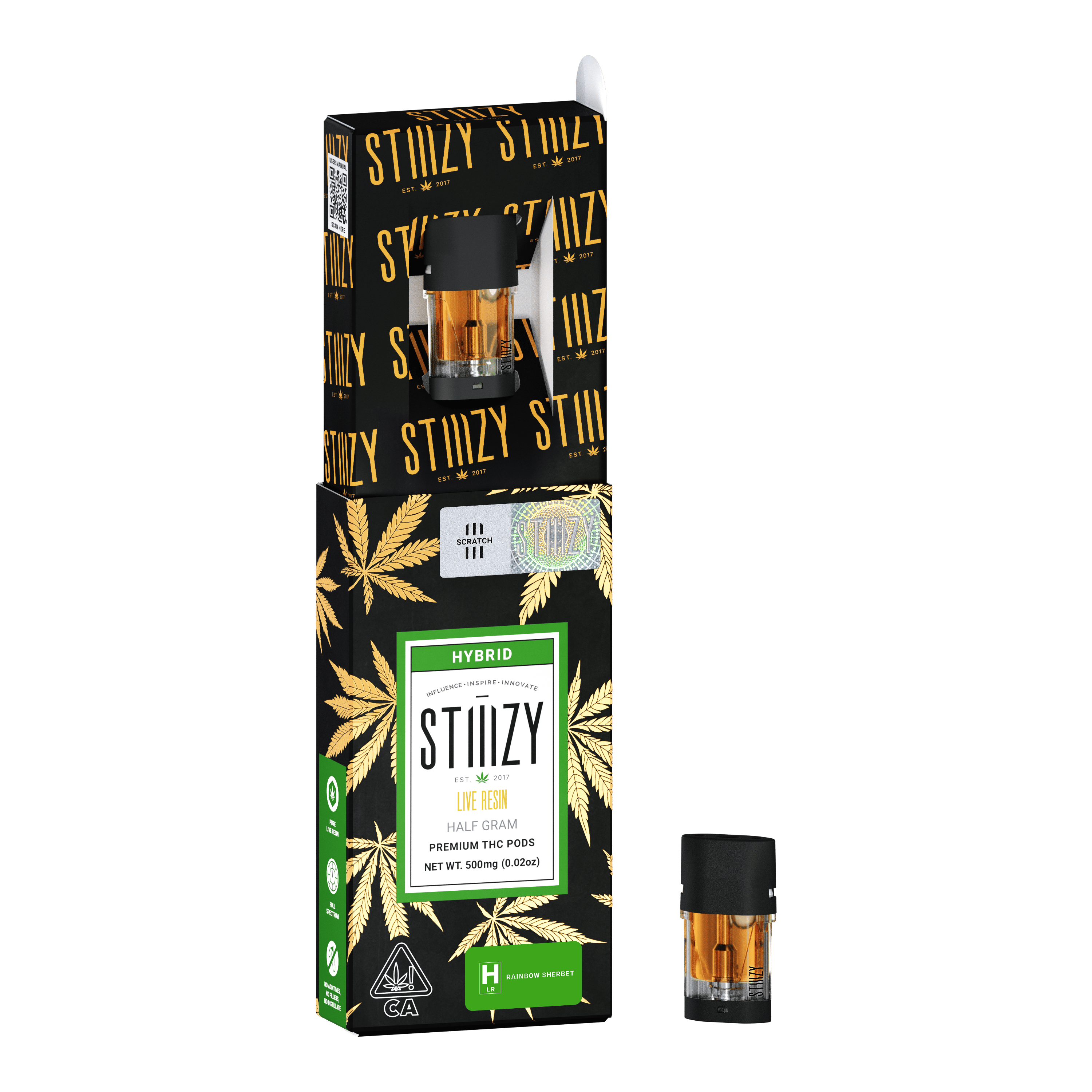 STIIIZY Vape Cartridge - RAINBOW SHERBERT .5G Live Resin Pod - STIIIZY — Cartridges