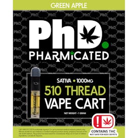 Pharmicated 510 Thread Vape Cart - 1000 mg - Green Apple (S)
