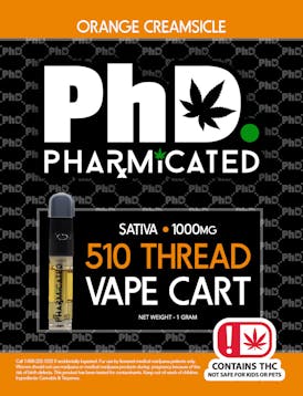 Pharmicated 510 Thread Vape Cart - 1000 mg- Orange Creamsicle (S)