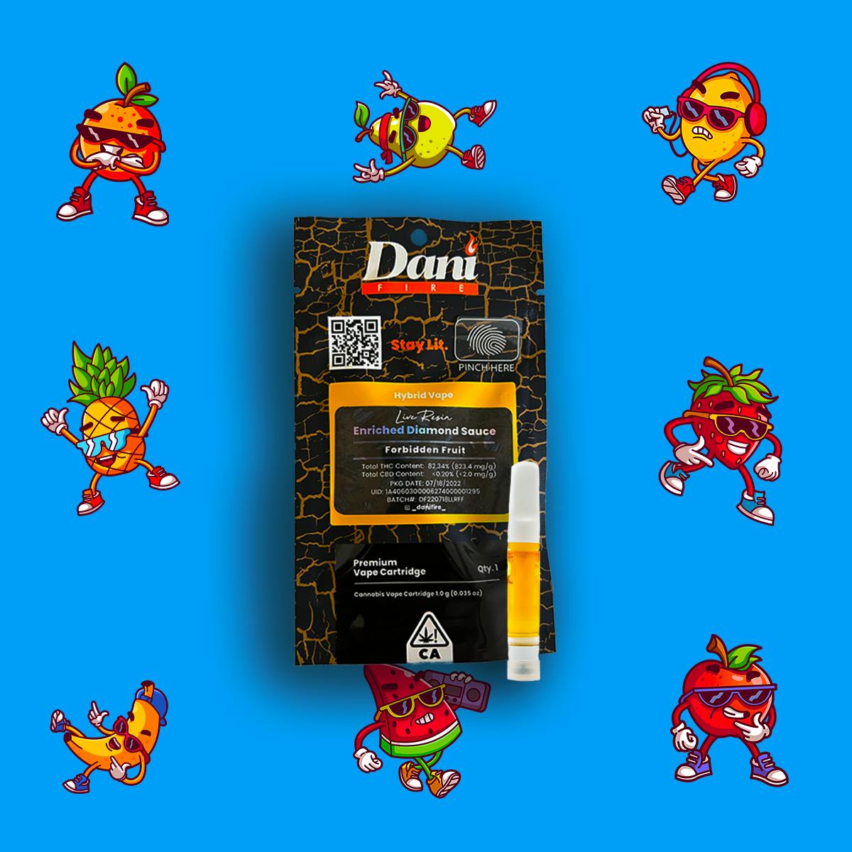 Forbidden Fruit Live Resin Diamond Sauce Cartridge 1g Dani Fire