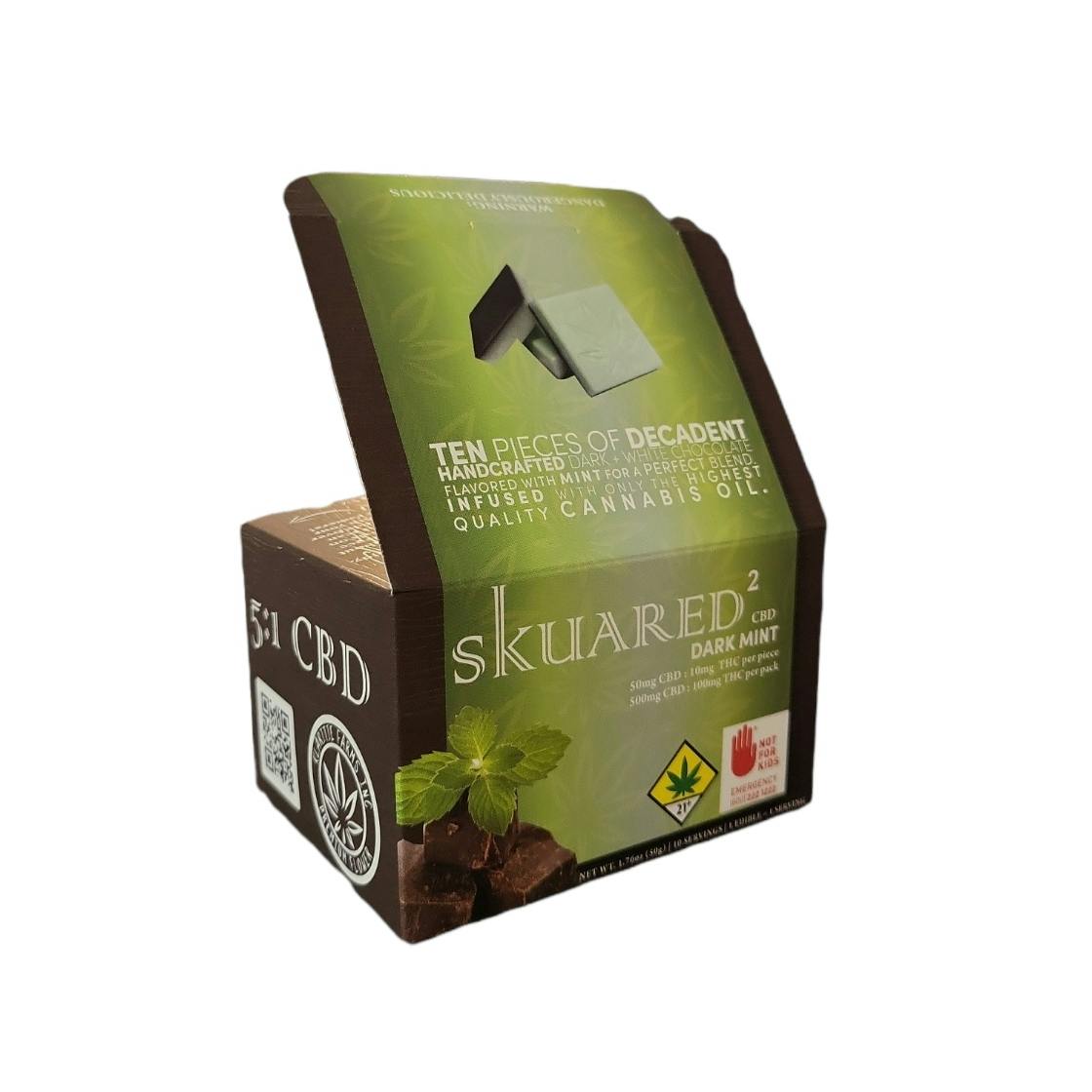 Edible: Skuared - CBD:THC - Dark Mint 5:1 10pk 1.76oz (50g) by Skuared