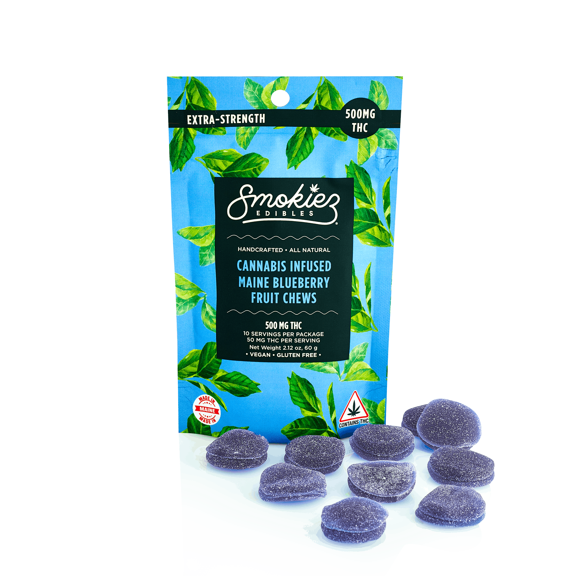 Maine Blueberry Fruit Chews - 500mg THC - ME - Smokiez Edibles