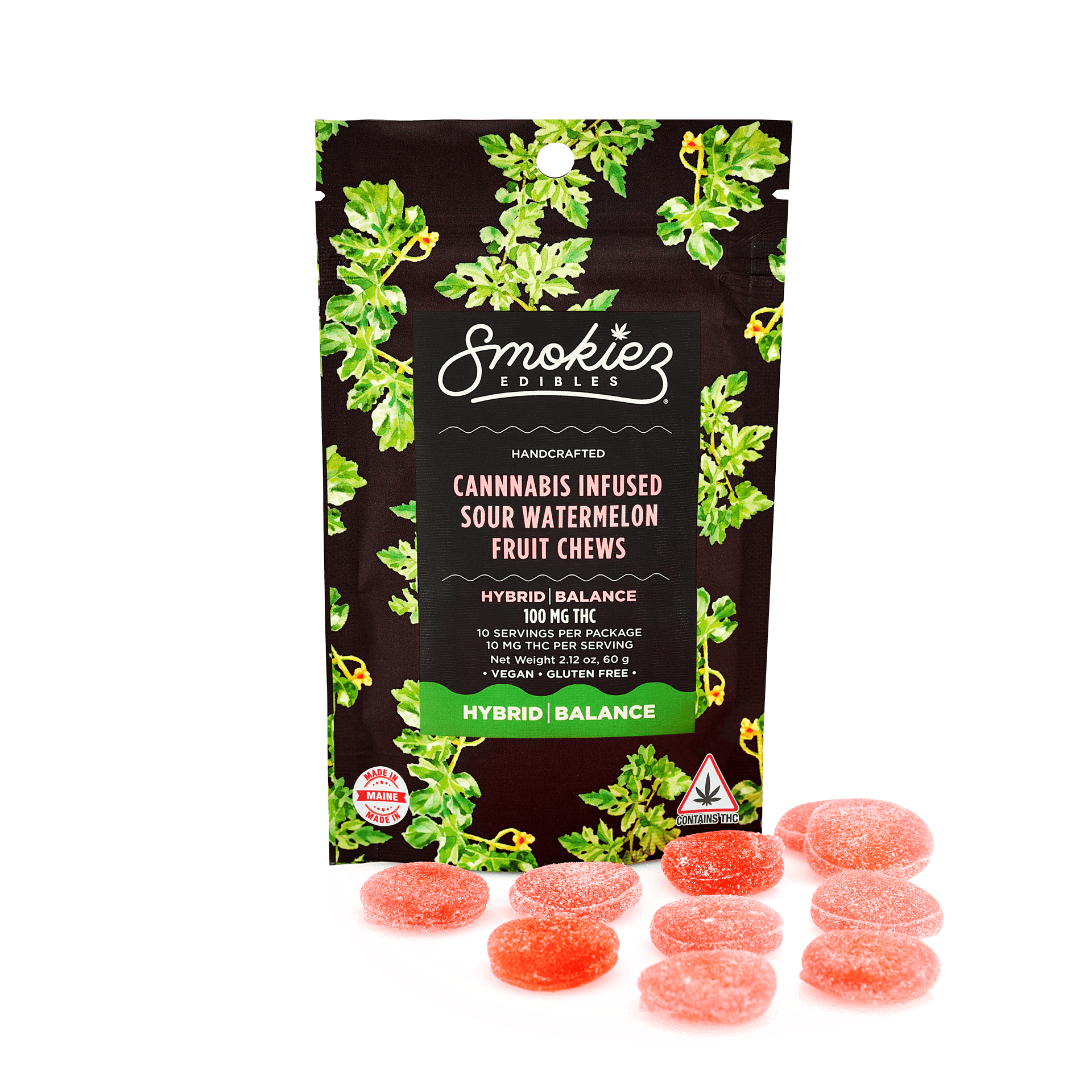 Sour Watermelon Gummies | 100mg | 10ct | 10mg/ea by Smokiez Edibles