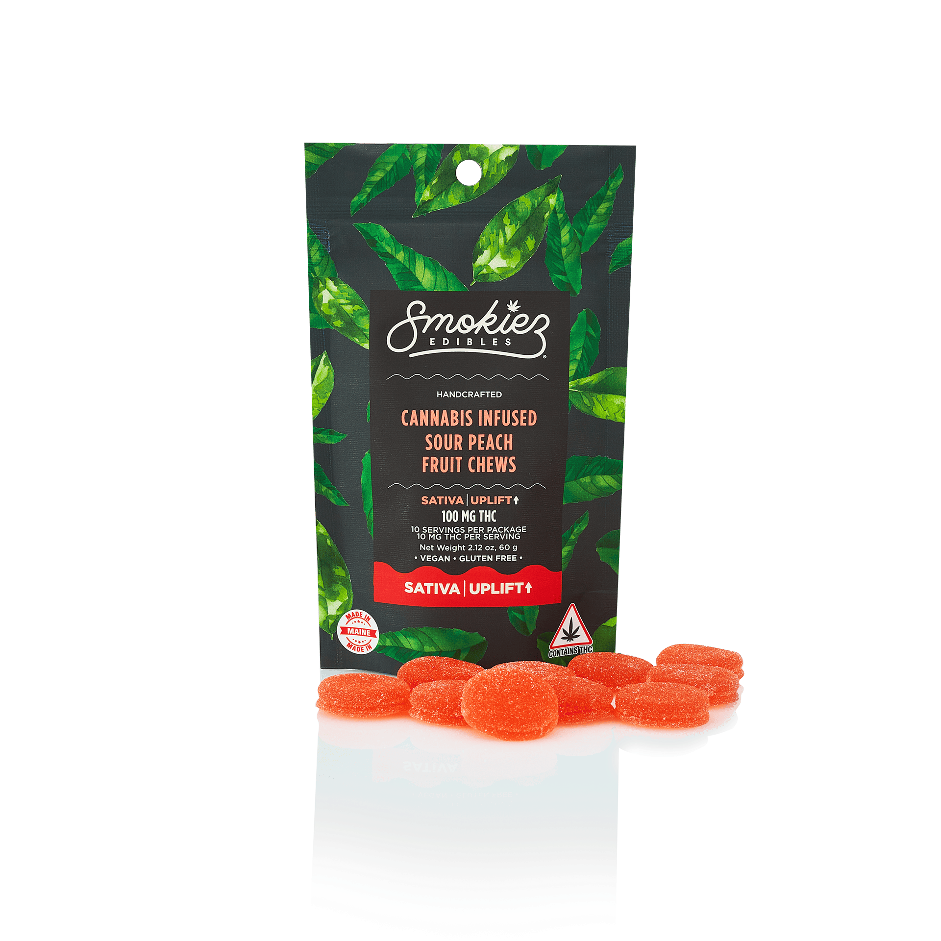 Sour Peach Gummies | 100mg | 10ct | 10mg/ea by Smokiez Edibles