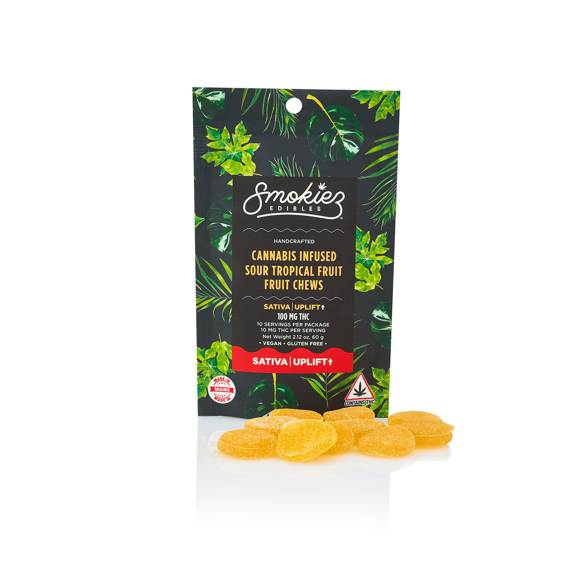 Sour Tropical Fruit Gummies | 100mg | 10ct | 10mg/ea by Smokiez Edibles