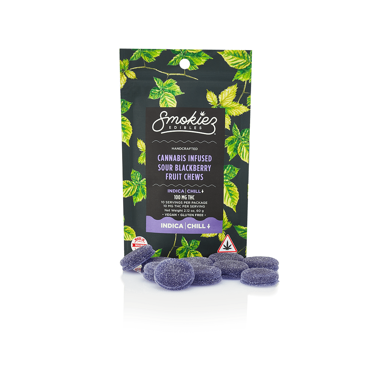 Sour Blackberry Gummies | 100mg | 10ct | 10mg/ea by Smokiez Edibles