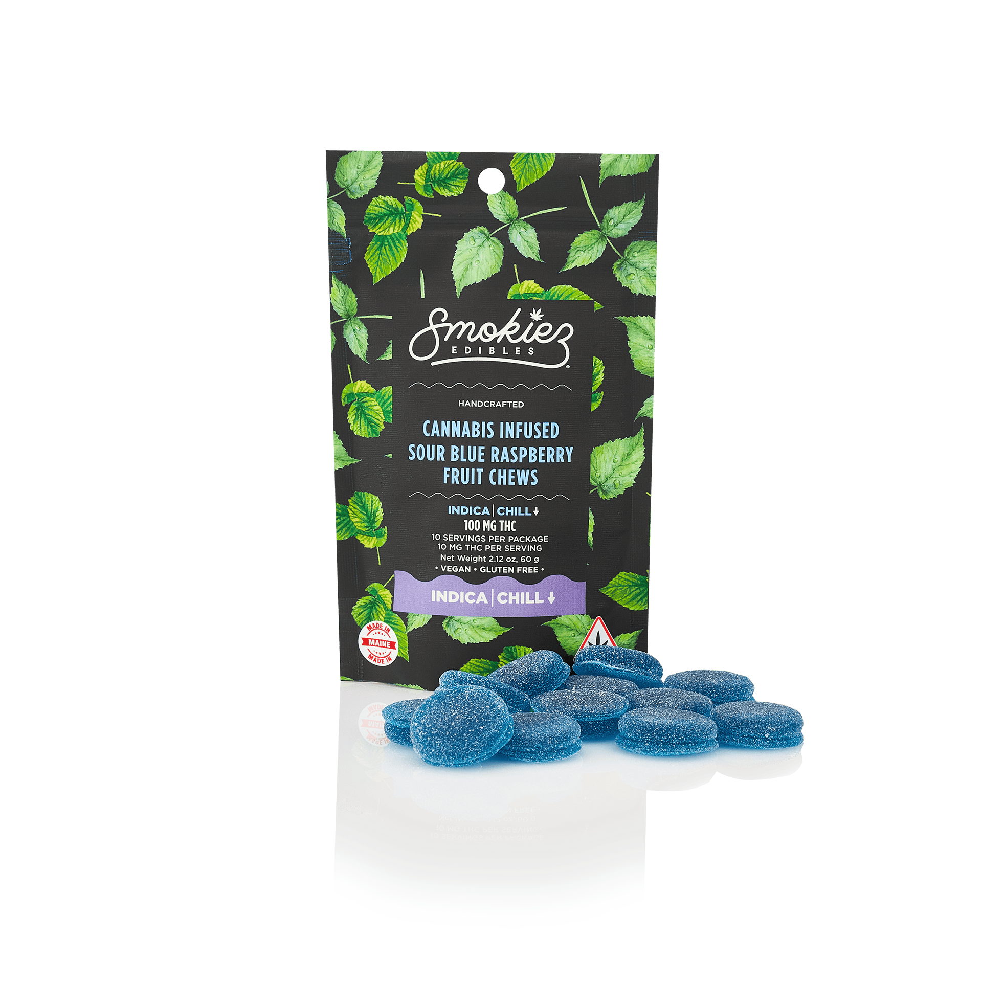 Sour Blue Rasberry Gummies | 100mg | 10ct | 10mg/ea by Smokiez Edibles