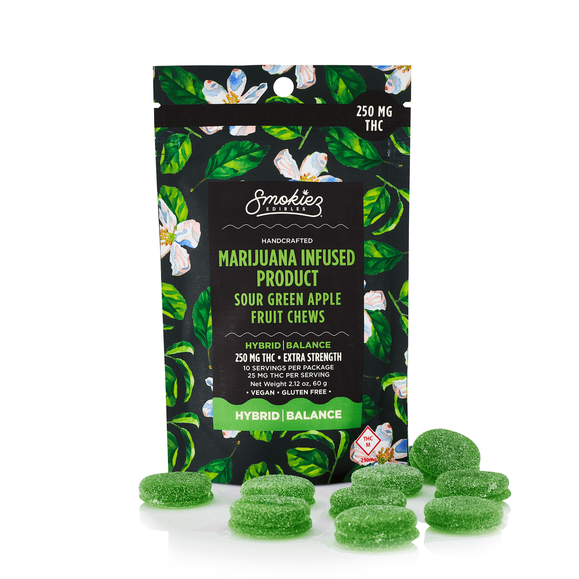 Smokiez HYBRID Sour Green Apple Fruit Chews - 250mg - MO - Smokiez Edibles