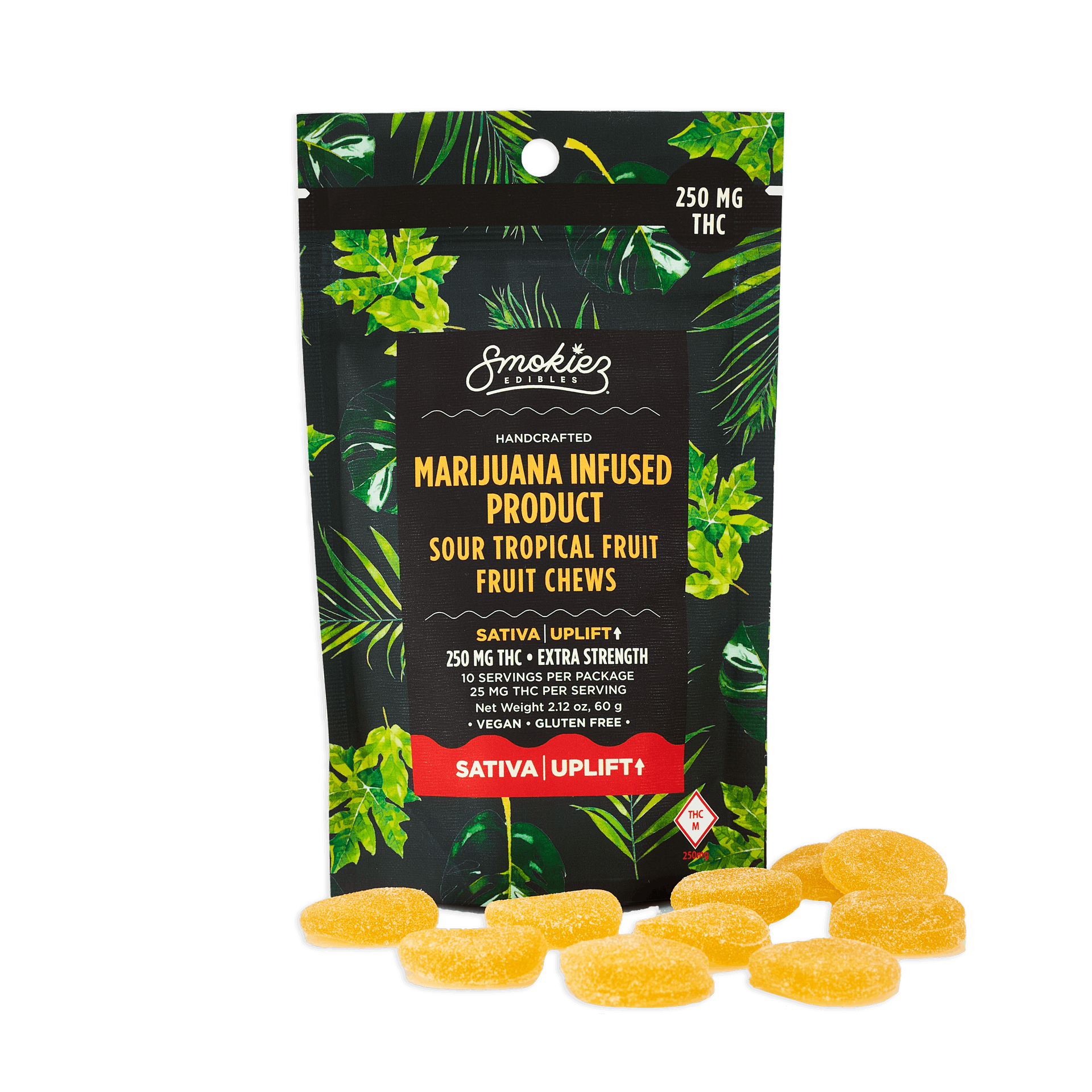 Smokiez SATIVA Sour Tropical Fruit Chews - 250mg - MO - Smokiez Edibles