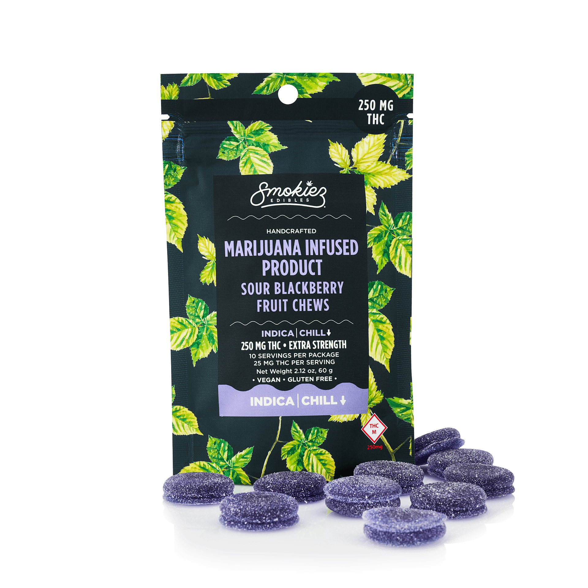 Sour Blackberry Gummies | 250mg | 10ct | 25mg/ea by Smokiez Edibles