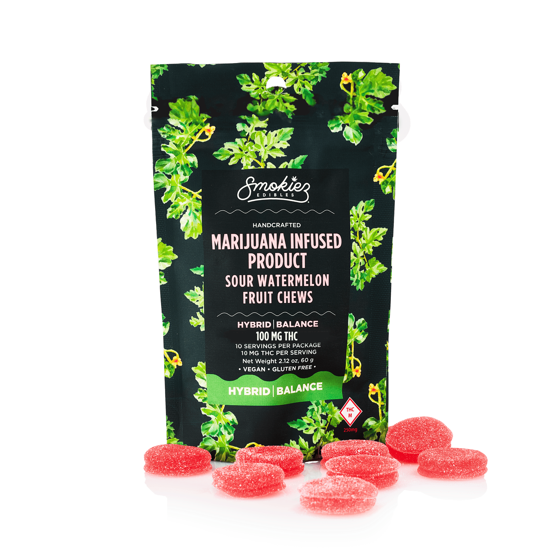 Sour Watermelon Gummies | 100mg | 10ct | 10mg/ea by Smokiez Edibles