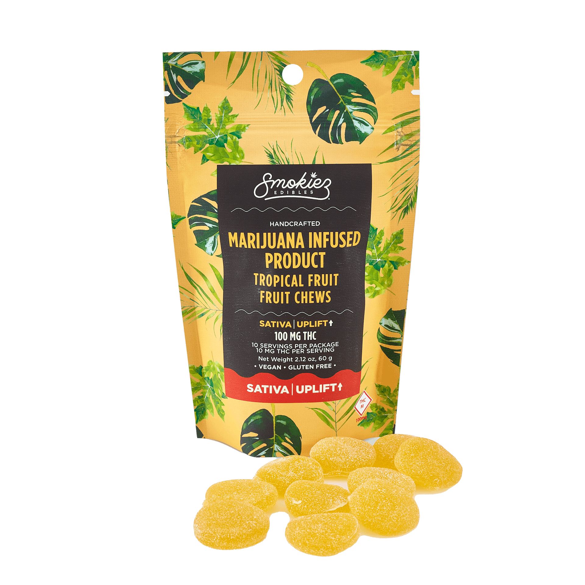 Smokiez SATIVA Tropical Fruit Chews - 100mg - MO - Smokiez Edibles