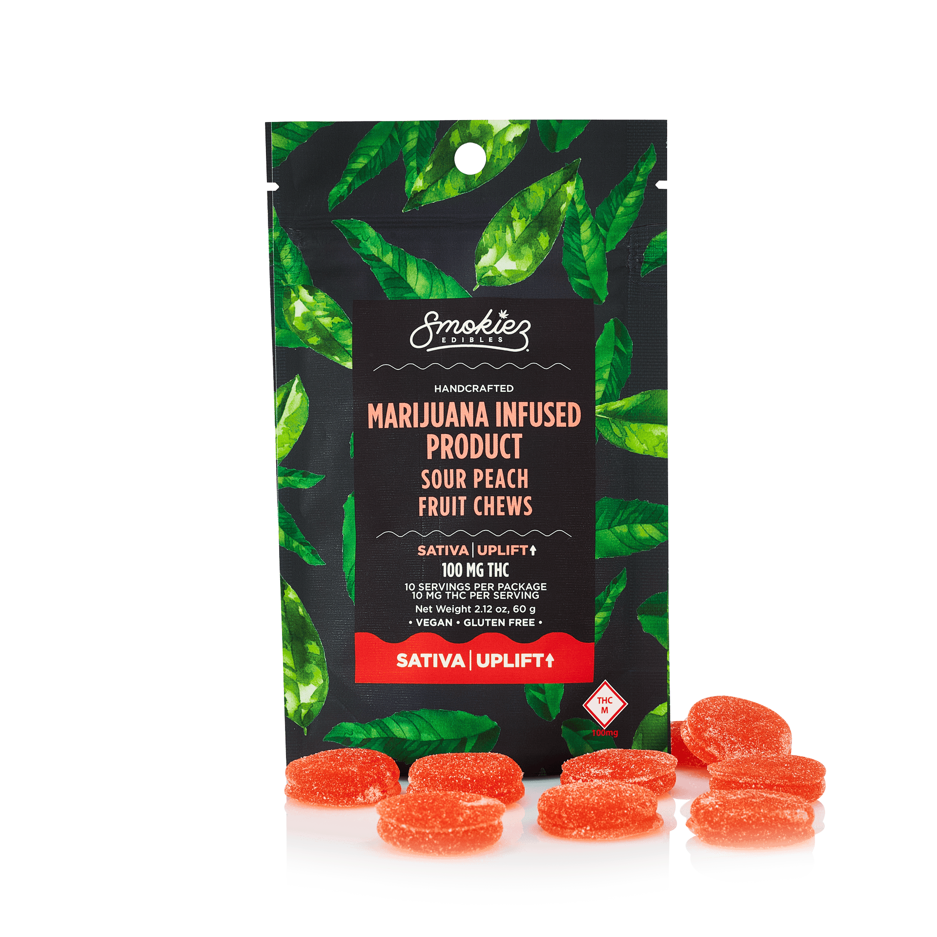 Sour Peach Gummies | 100mg | 10ct | 10mg/ea by Smokiez Edibles