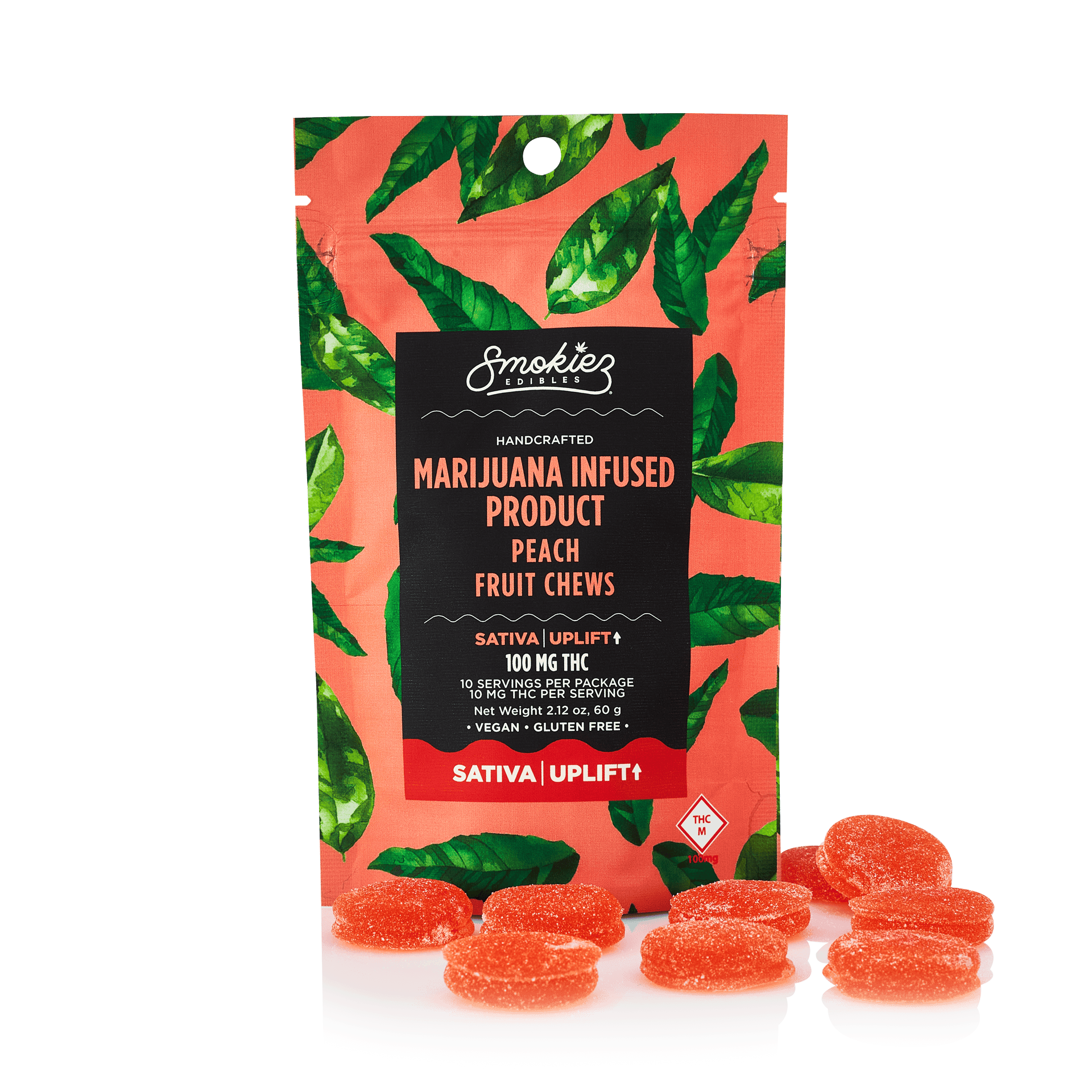 Peach Gummies | 100mg | 10ct | 10mg/ea by Smokiez Edibles