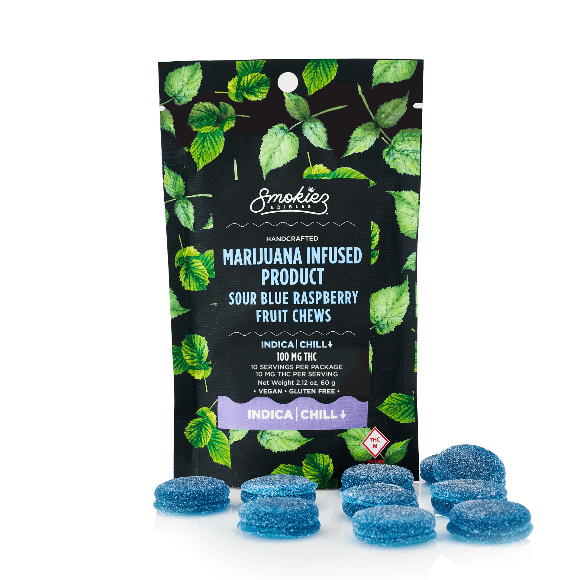 Sour Blue Raspberry Gummies | 100mg | 10ct | 10mg/ea by Smokiez Edibles