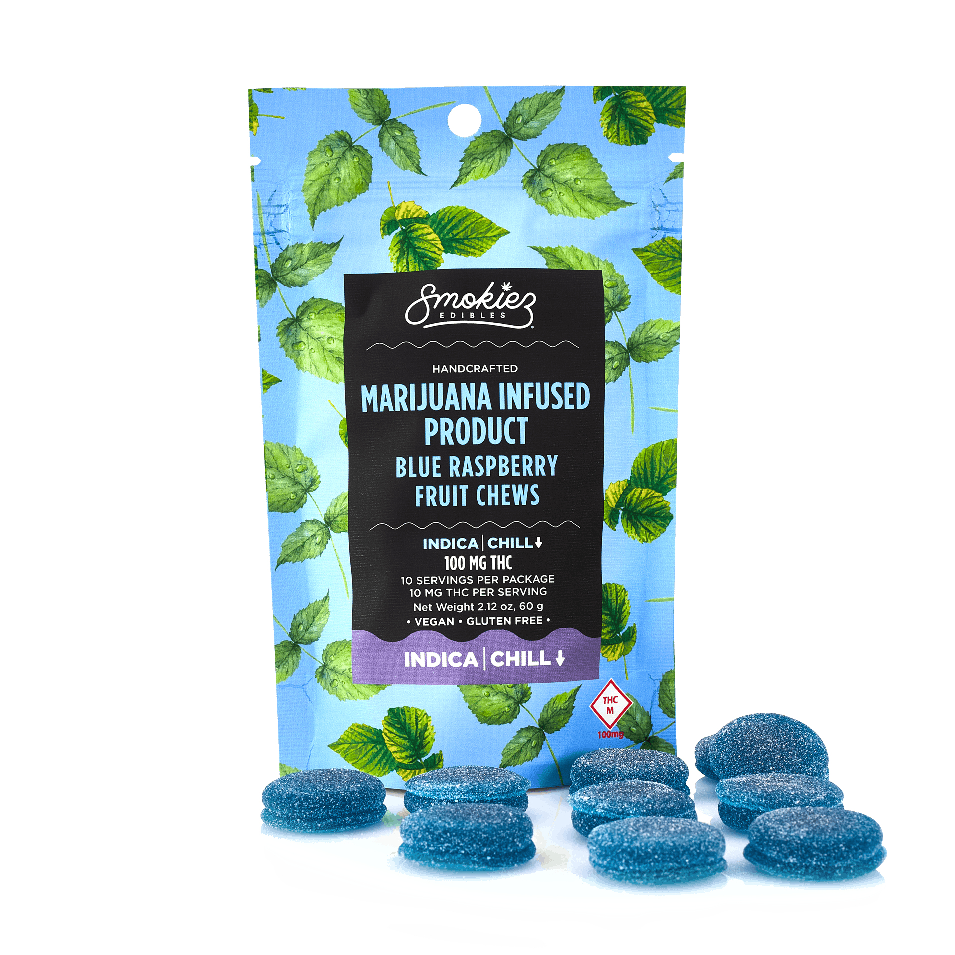 Smokiez Edibles Smokiez INDICA Blue Raspberry Fruit Chews - 100mg - MO ...