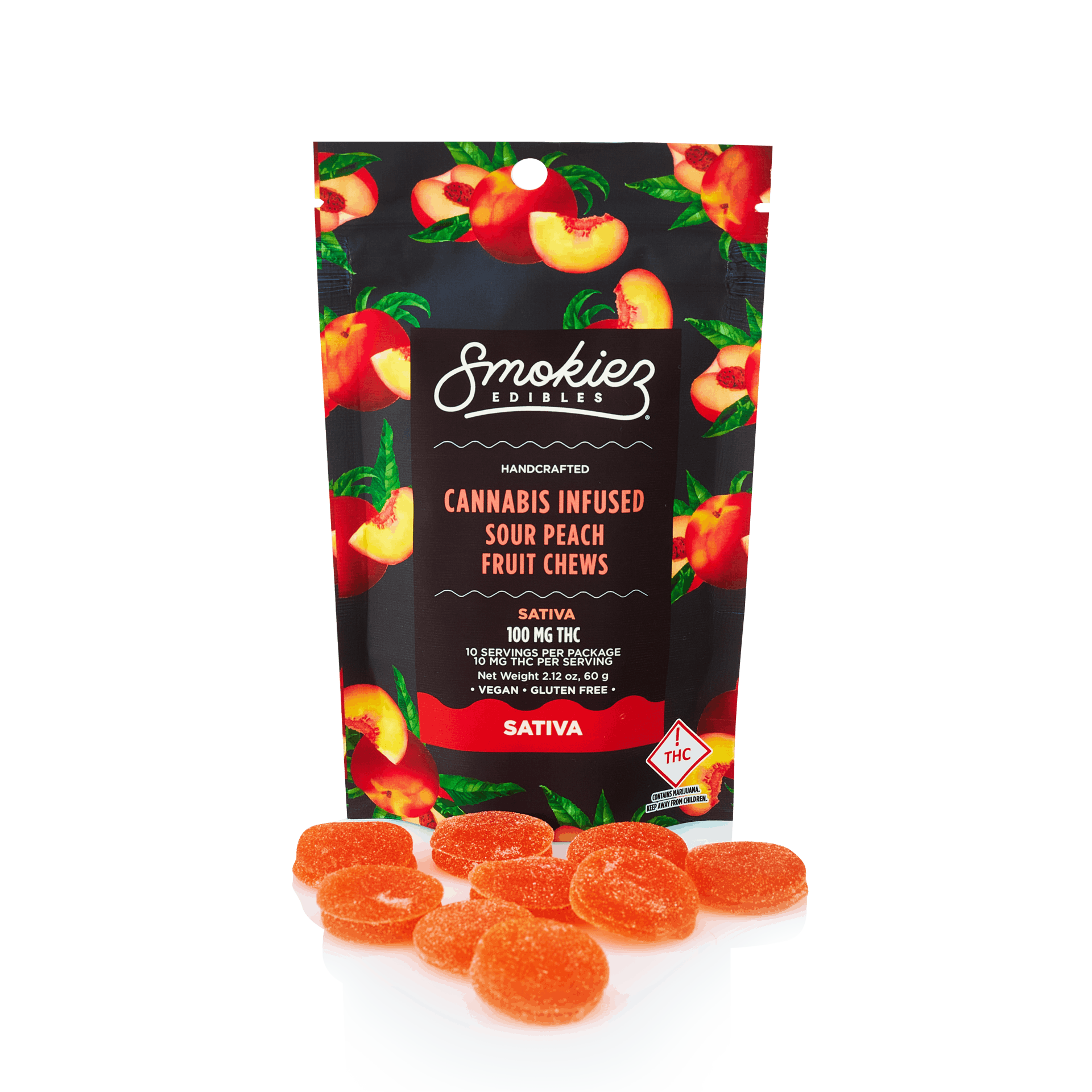 Smokiez Edibles Smokiez SATIVA Sour Peach Fruit Chews - 100mg - OH ...