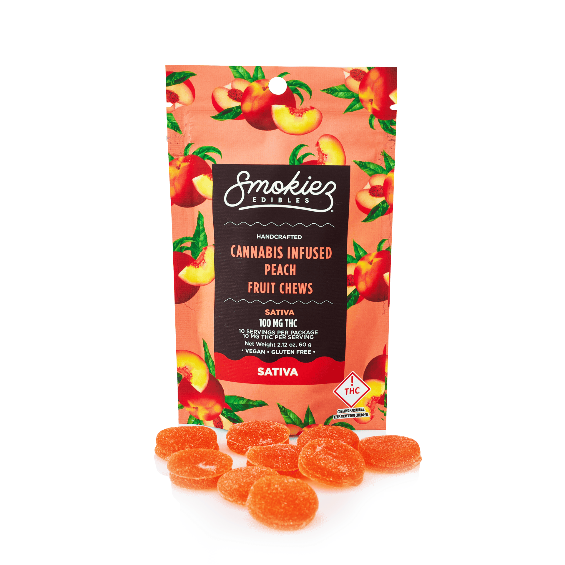 Peach Gummies | 100mg | 10ct | 10mg/ea by Smokiez Edibles