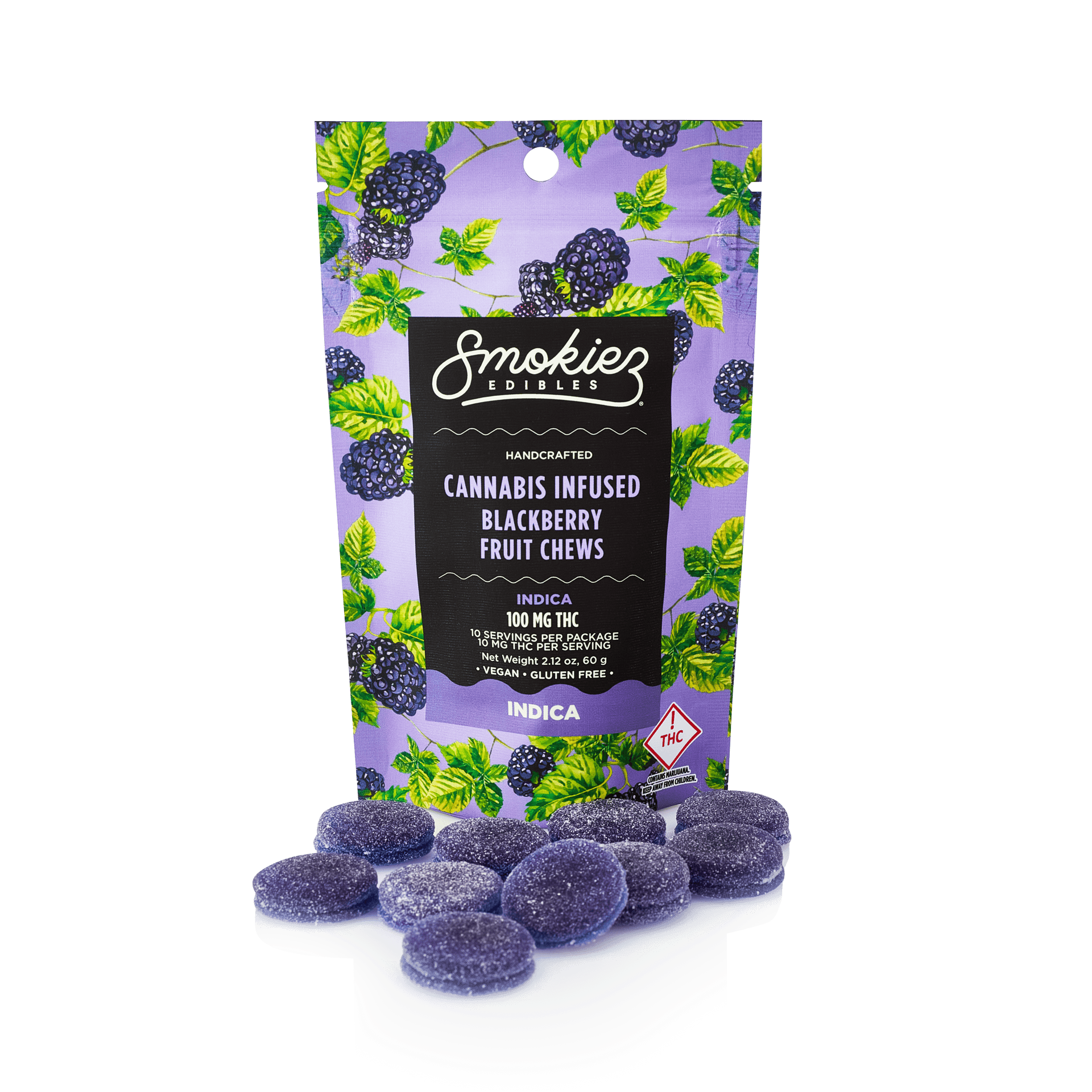 Blackberry Fruit Chews | 100mg | 10ct | 10mg/ea by Smokiez Edibles