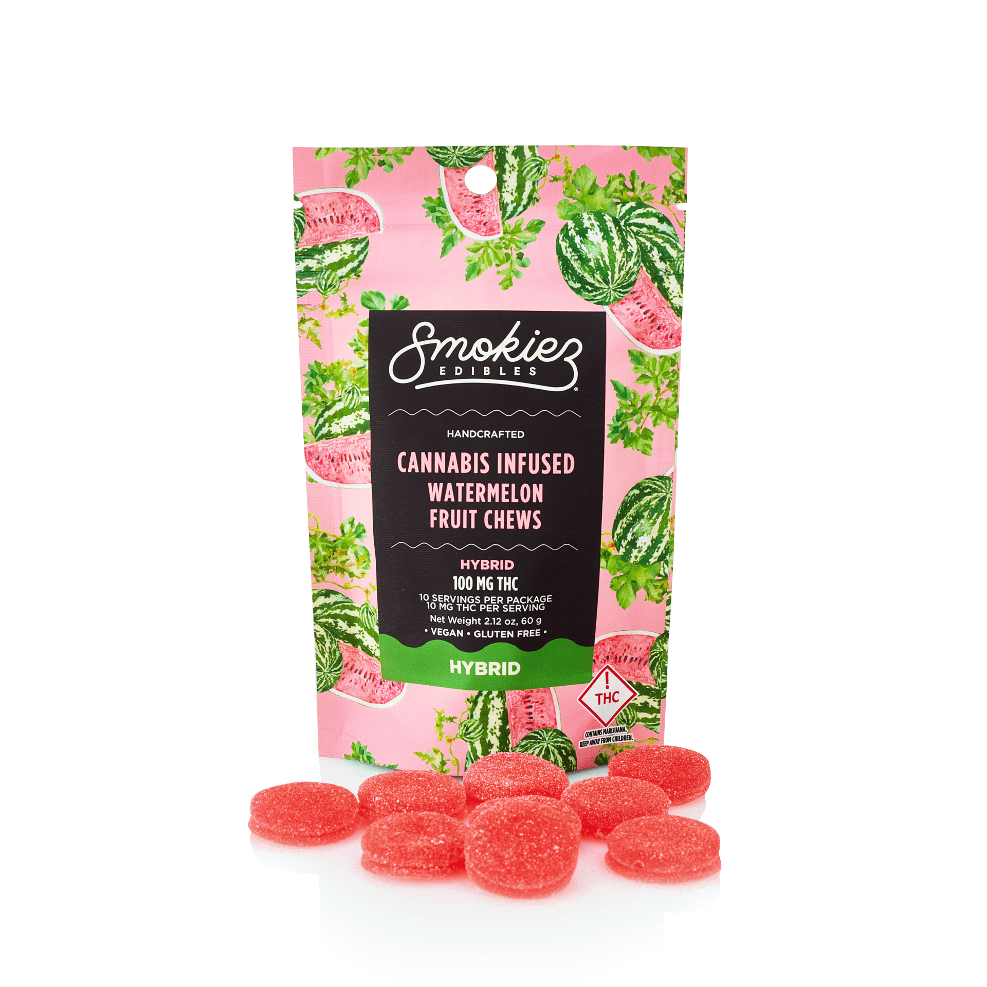 Watermelon Gummies | 100mg | 10ct | 10mg/ea by Smokiez Edibles