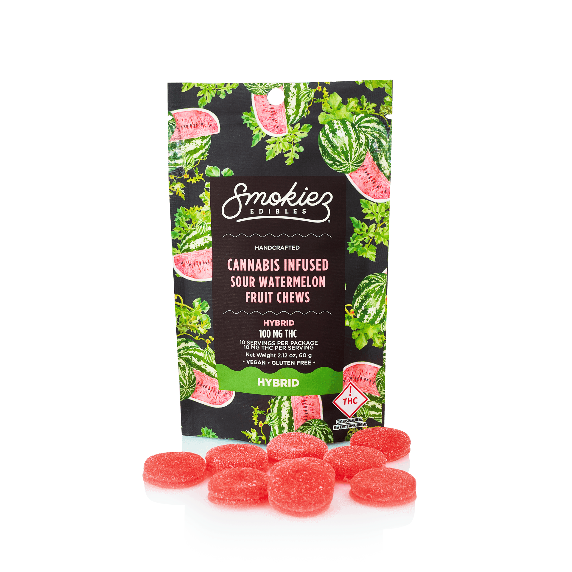 Sour Watermelon Gummies | 100mg | 10ct | 10mg/ea by Smokiez Edibles