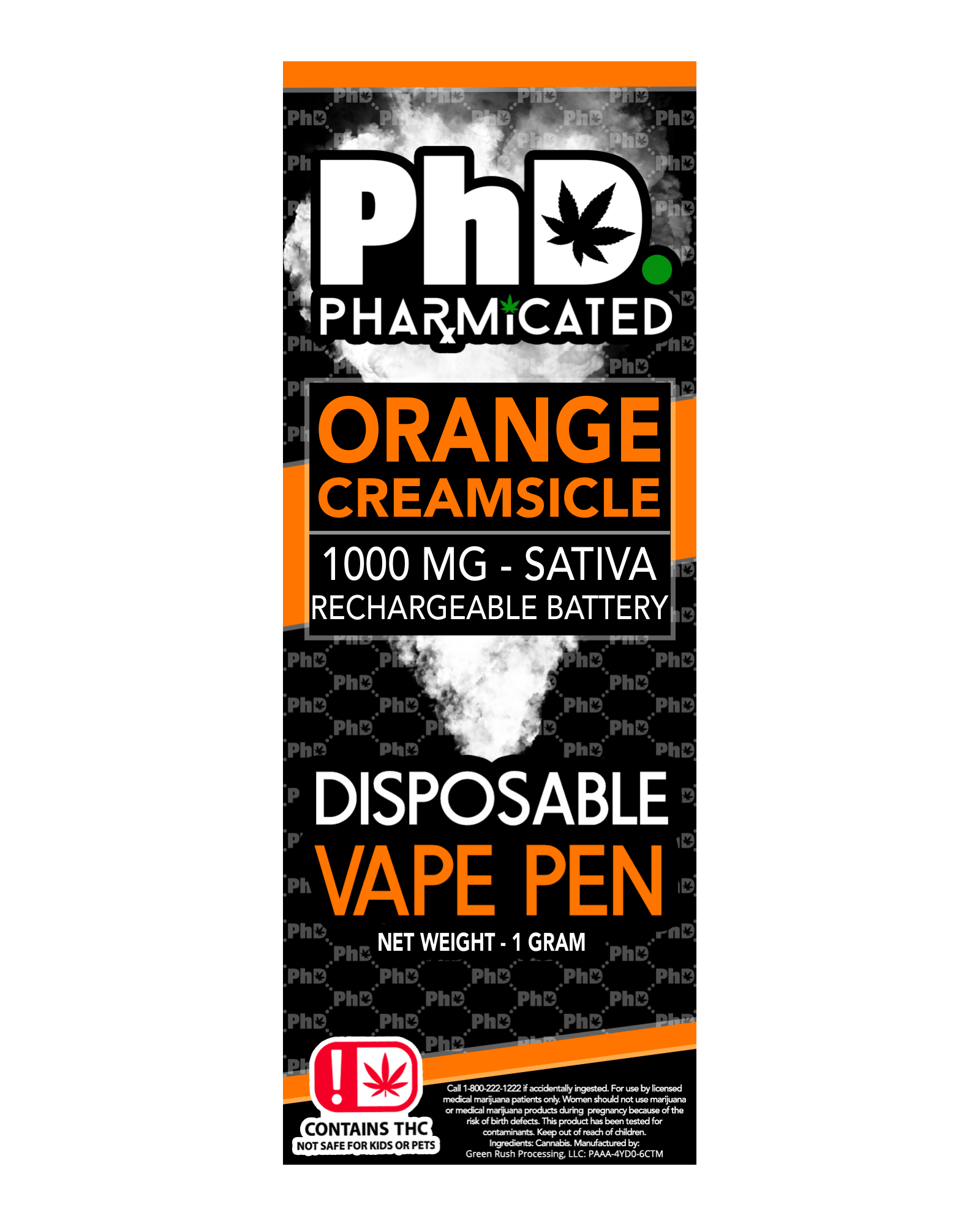 PhD Disposable Vape Cart- 1000 mg - Orange Creamsicle (S)