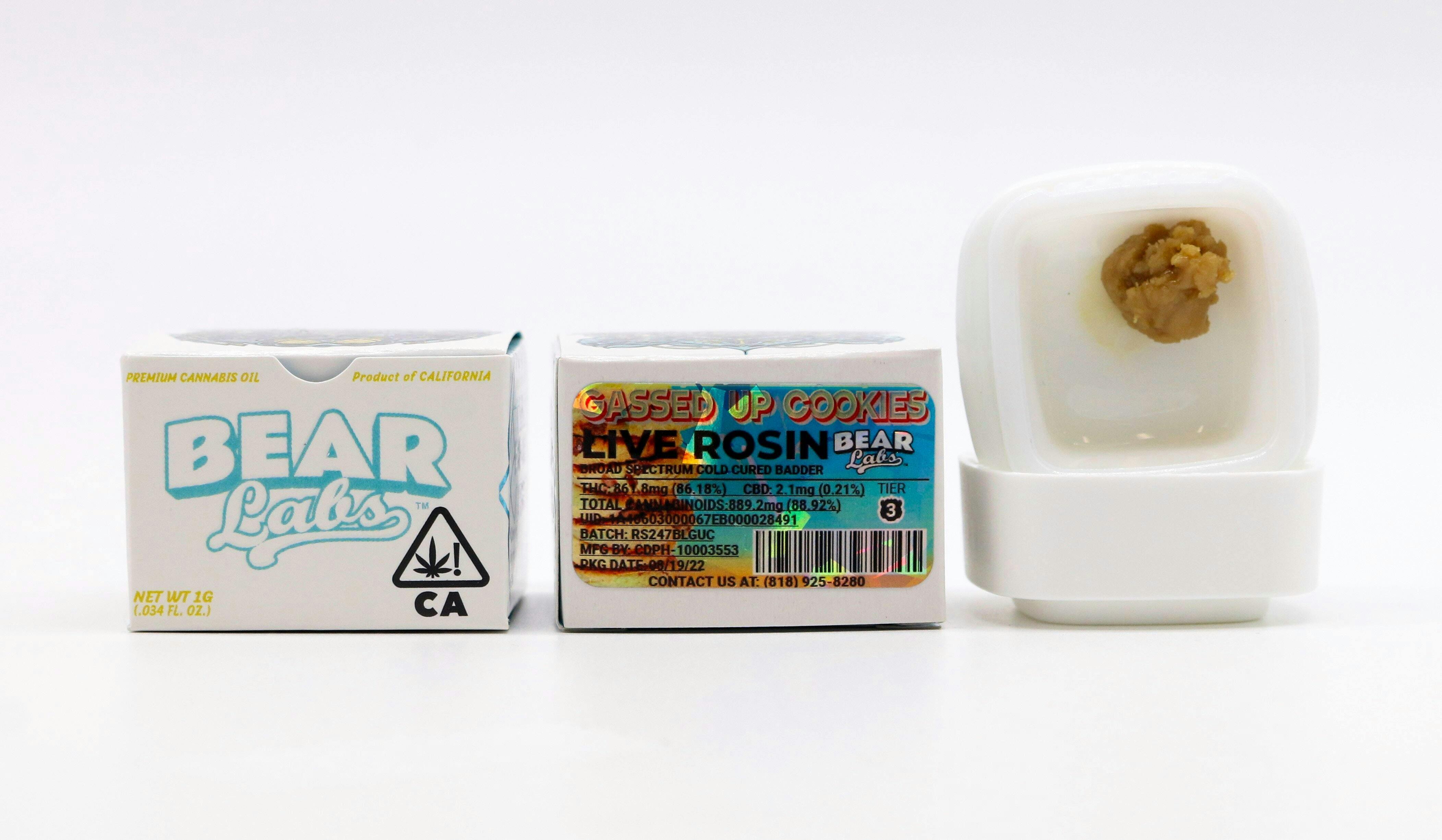 Gassed Up Cookies T3 Live Rosin 1g Bear Labs