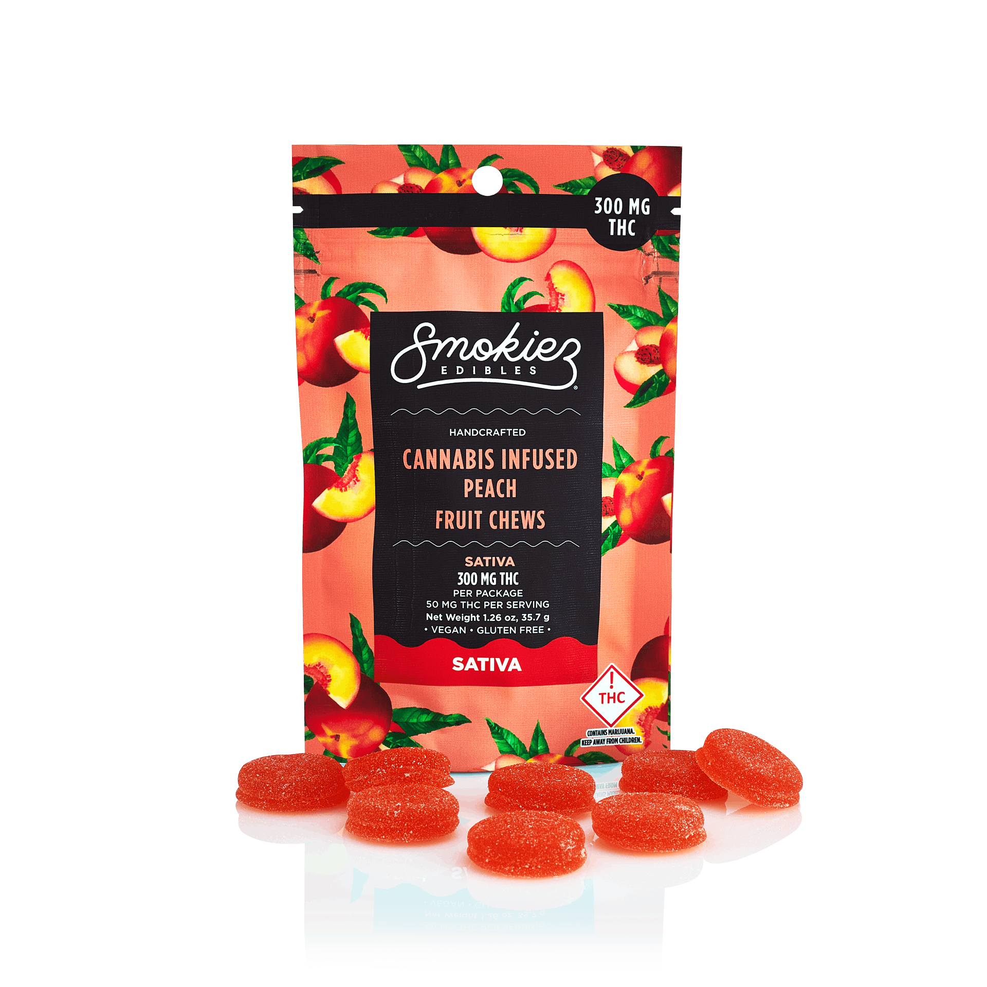 Smokiez Edibles Smokiez SATIVA Peach Fruit Chews 300mg OH Weedmaps