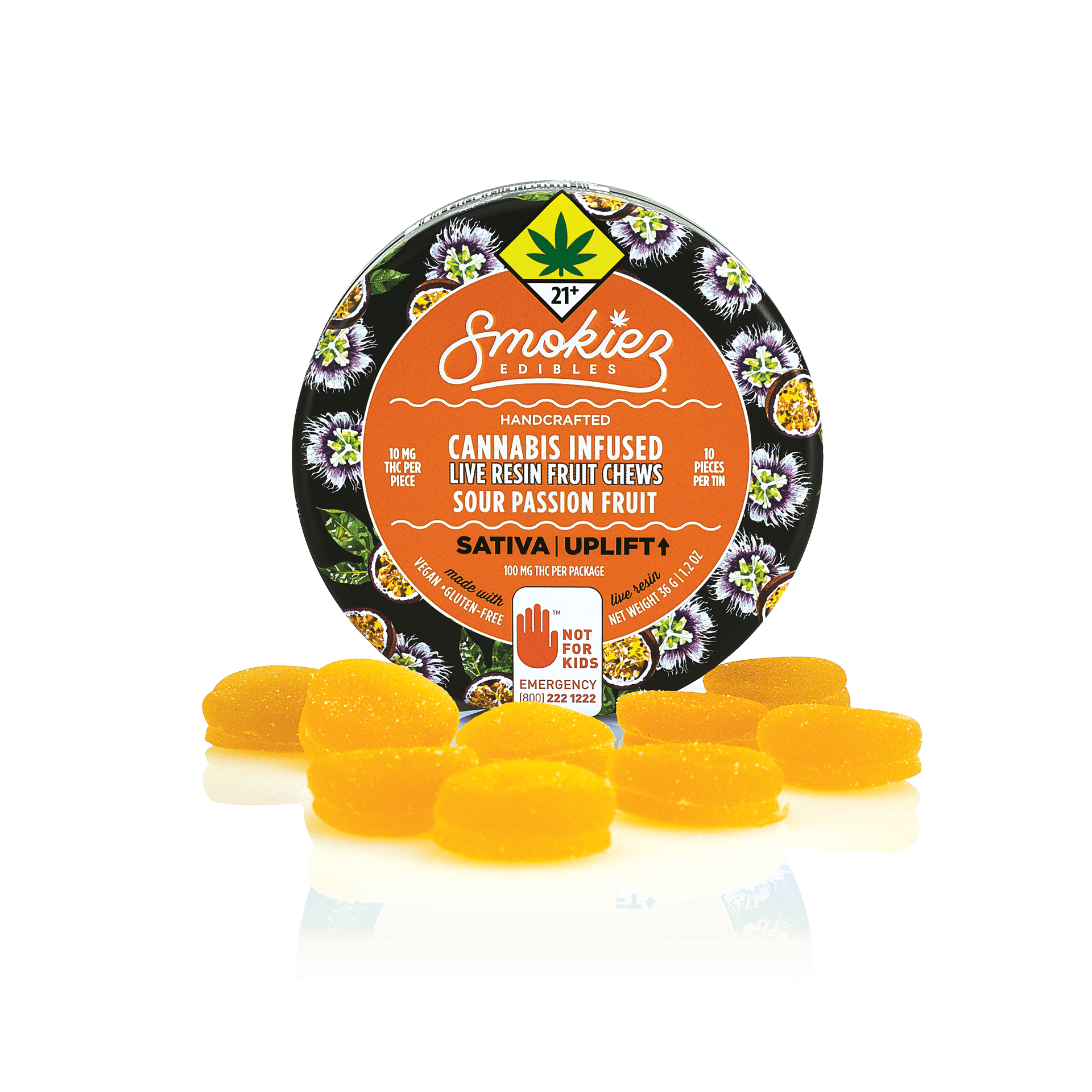 Sour Passionfruit Live Resin Gummies | 100mg | 10ct | 10mg/ea