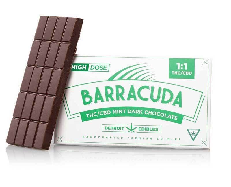 Barracuda Bar 1:1, Mint Dark Chocolate - 200mg THC : 200mg CBD by Detroit Edibles