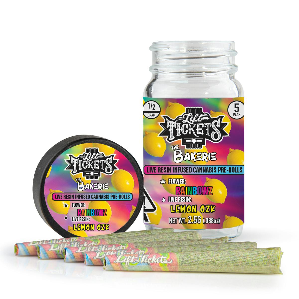 Rainbowz x Lemon OZK - Infused Pre-Roll 5-Pack - Lift Tickets