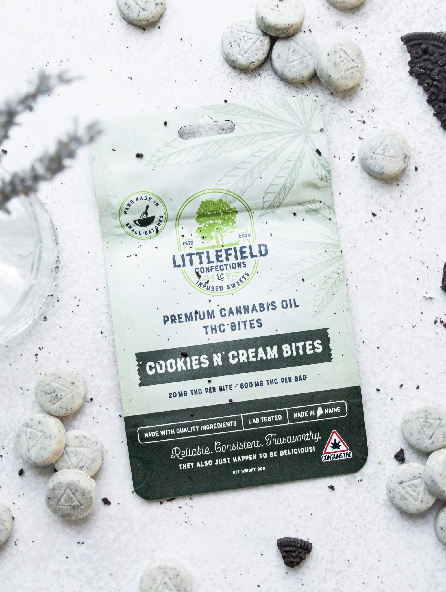 Cookies & Cream THC Bites 10mg/pc 300mg Total by Littlefield Confections