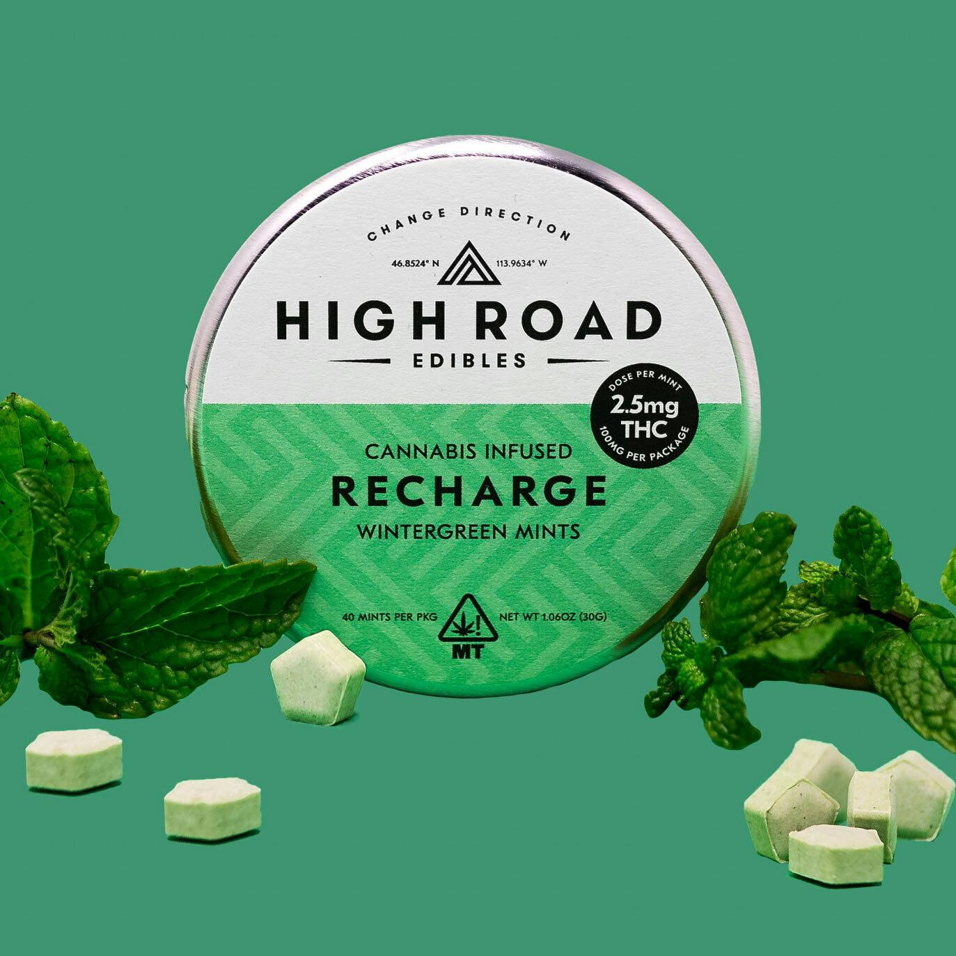 Wintergreen Recharge Mints, 100mg 40-pack by High Road Edibles