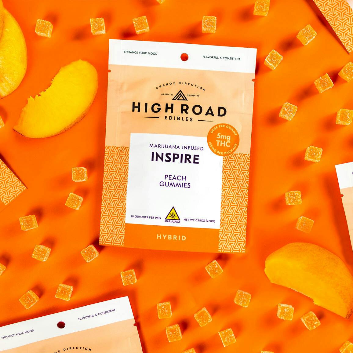 Peach Inspire Gummies, 100mg 20-pack