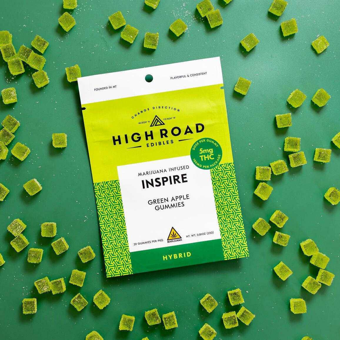Green Apple Inspire Gummies, 100mg 20-pack