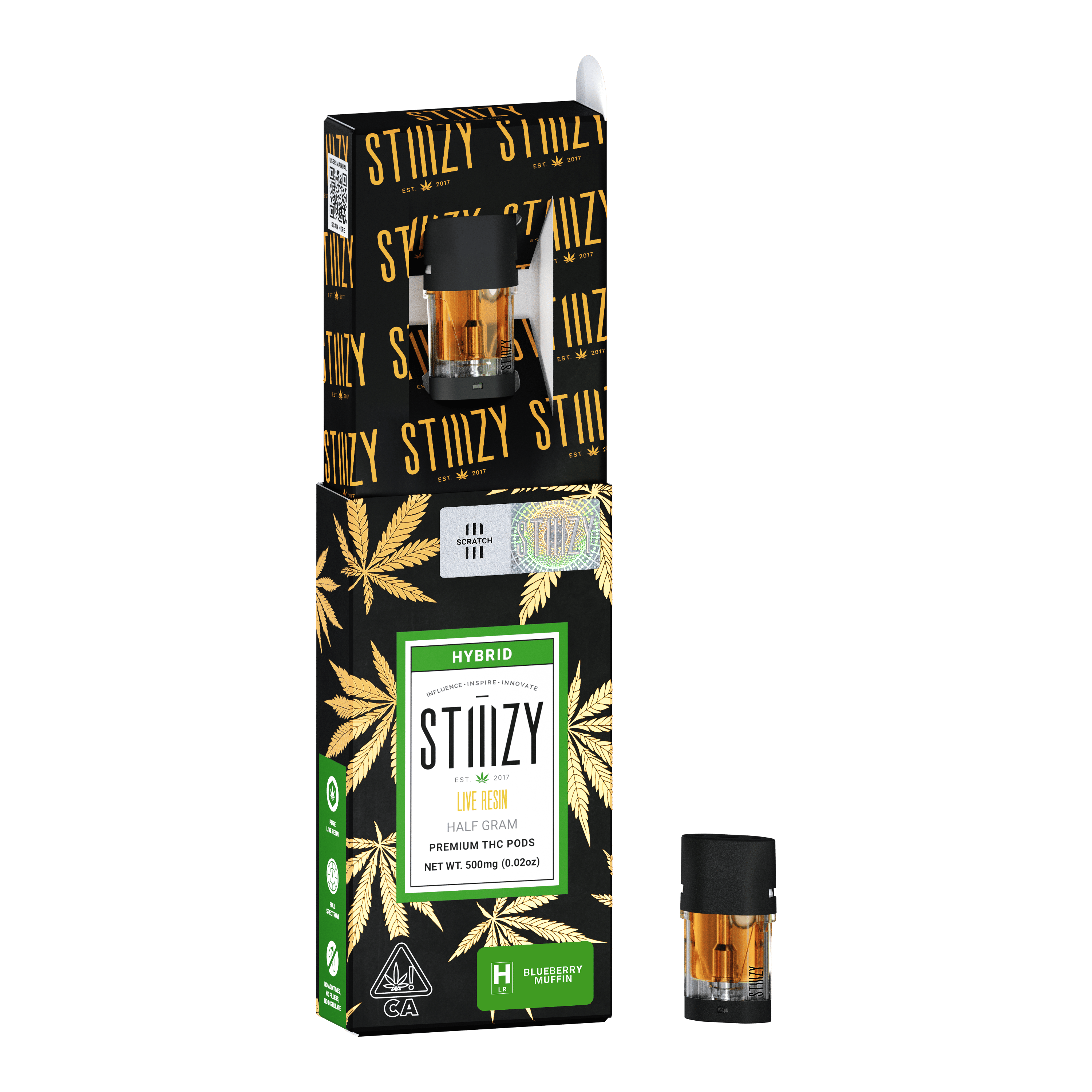 STIIIZY Vape Cartridge - BLUEBERRY MUFFIN .5G Live Resin Pod - STIIIZY — Cartridges