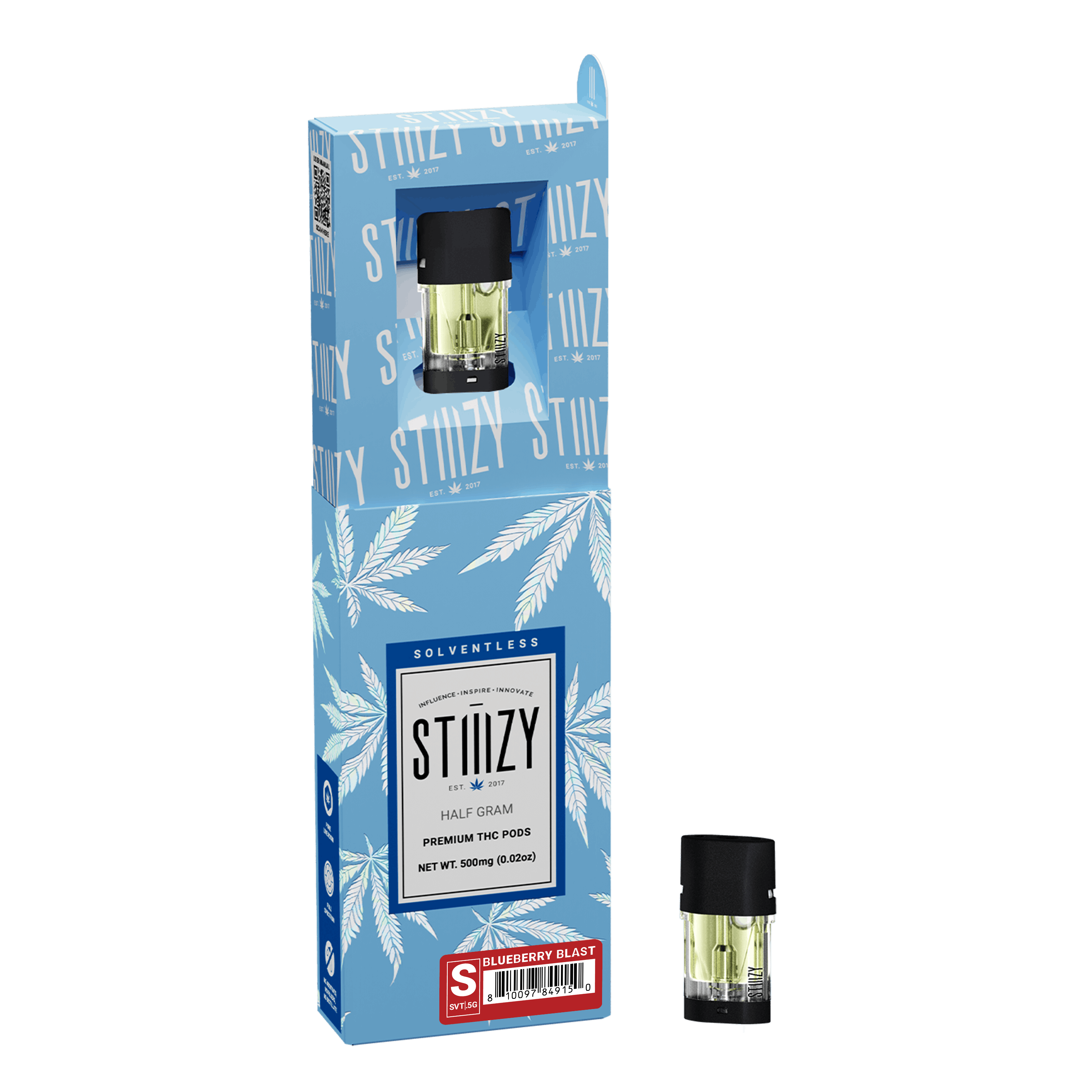 STIIIZY Vape Cartridge - BLUEBERRY BLAST .5G Solventless Live Rosin Pod - STIIIZY — Cartridges