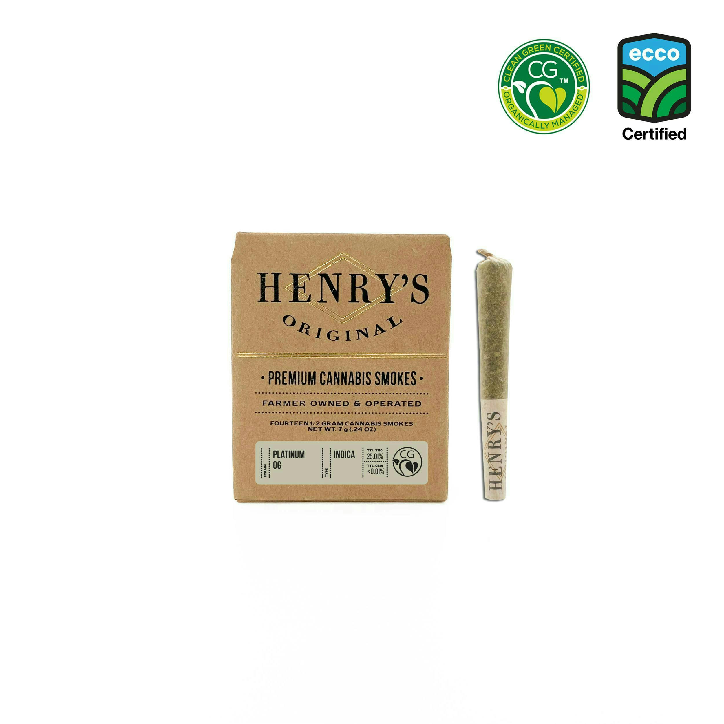 Henry's Original | Platinum OG | Joints | 0.5g each | 14pk