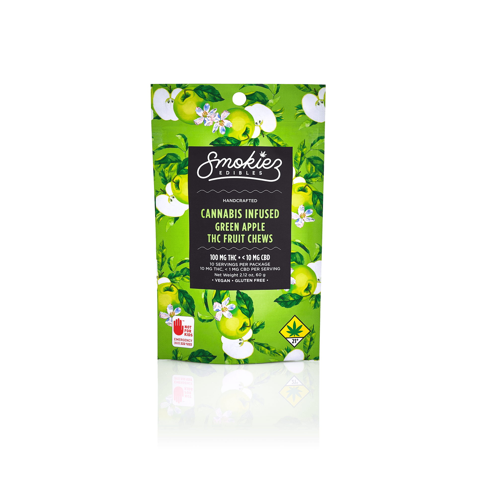 Green Apple Gummies | 100mg | 10ct | 10mg/ea by Smokiez Edibles