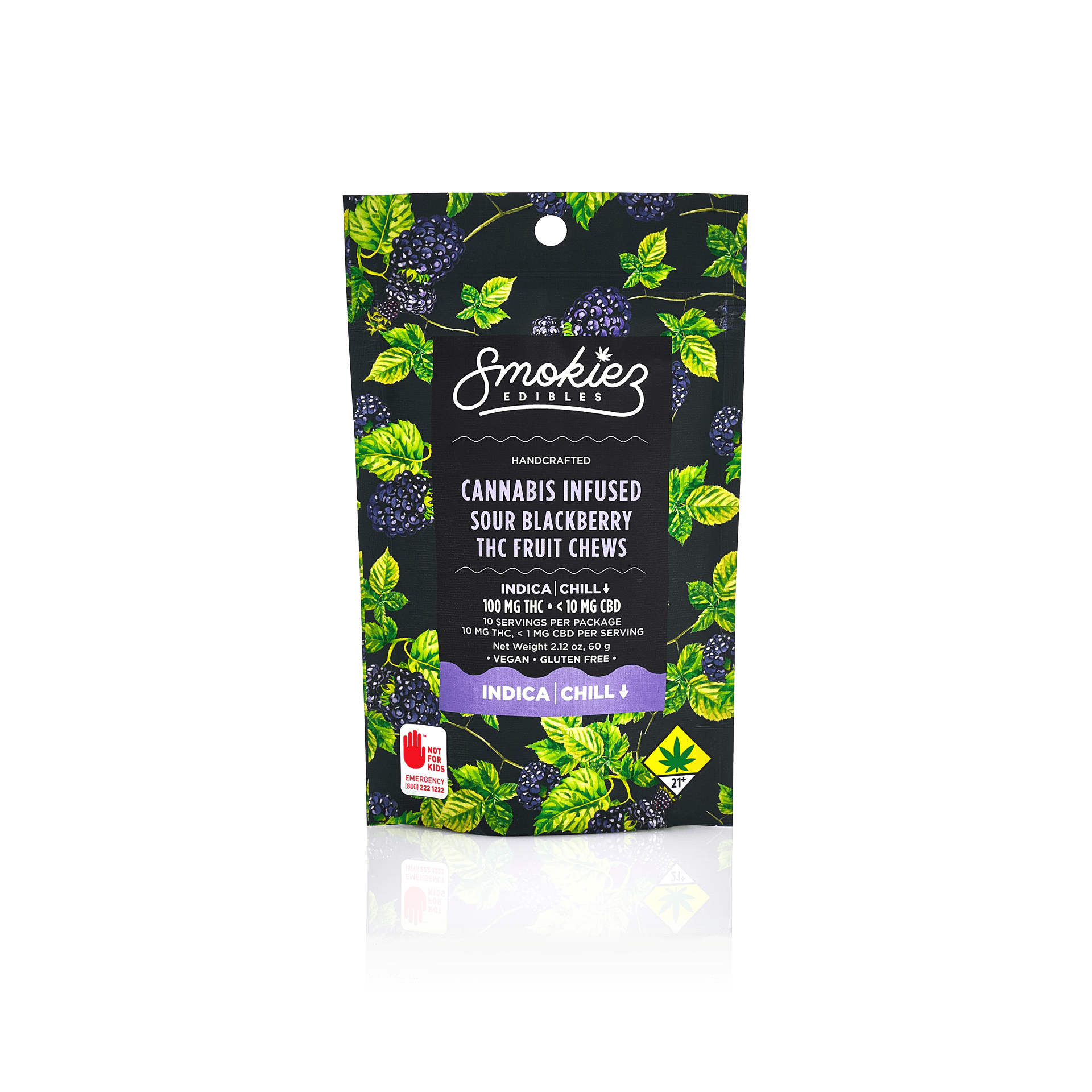 Sour Blackberry Gummies | 100mg | 10ct | 10mg/ea by Smokiez Edibles