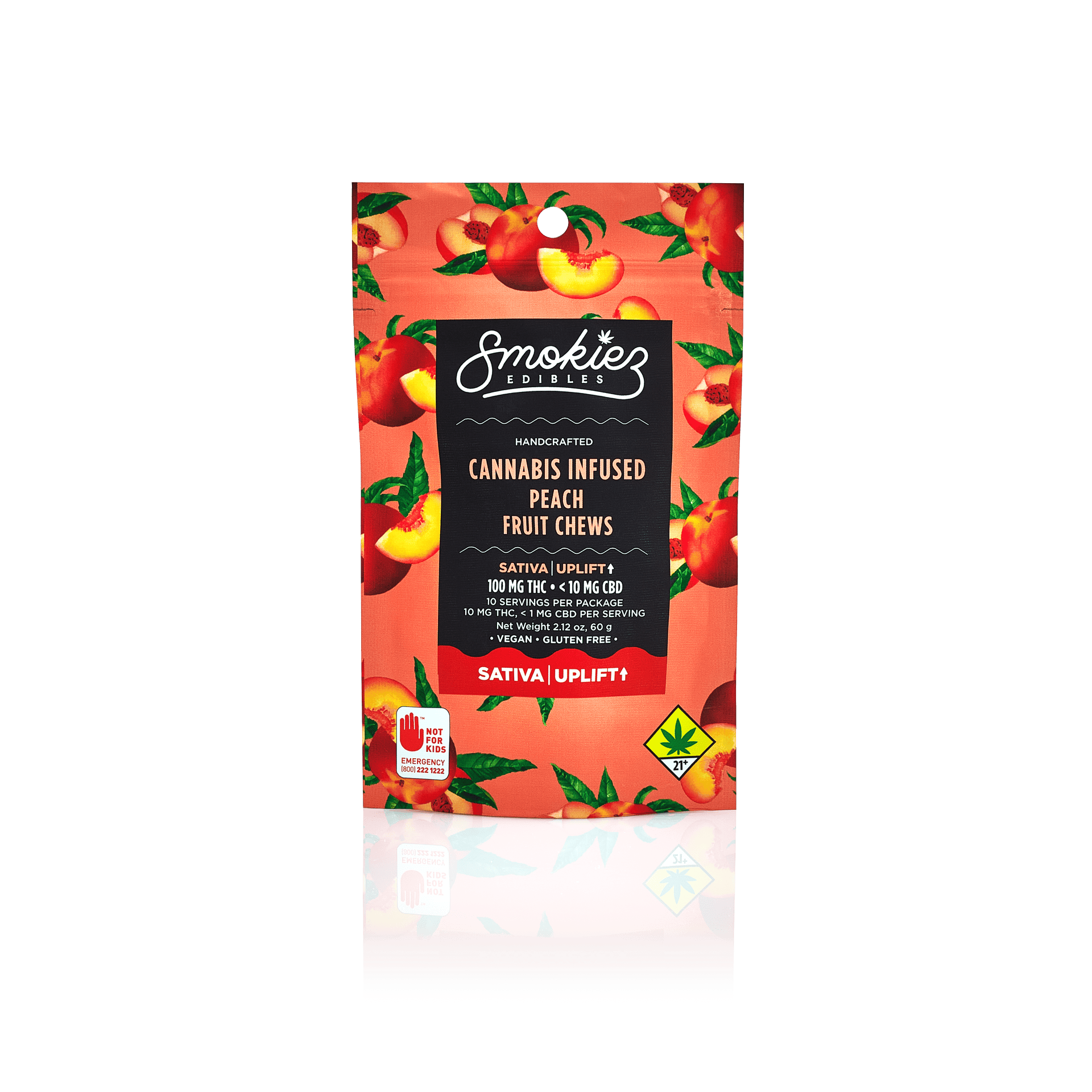 Peach Gummies | 100mg | 10ct | 10mg/ea at Mystic Greenz