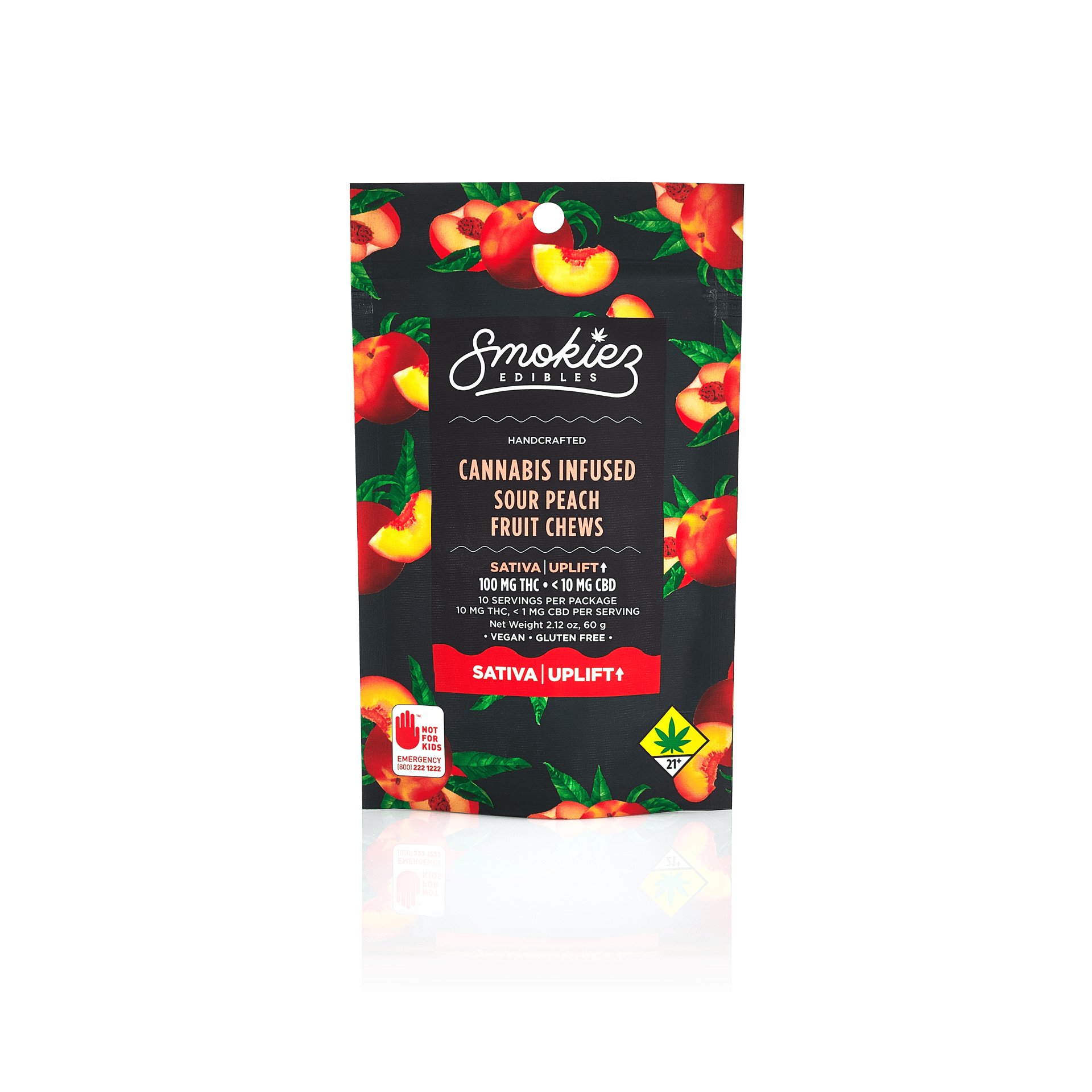 Sour Peach Gummies | 100mg | 10ct | 10mg/ea by Smokiez Edibles