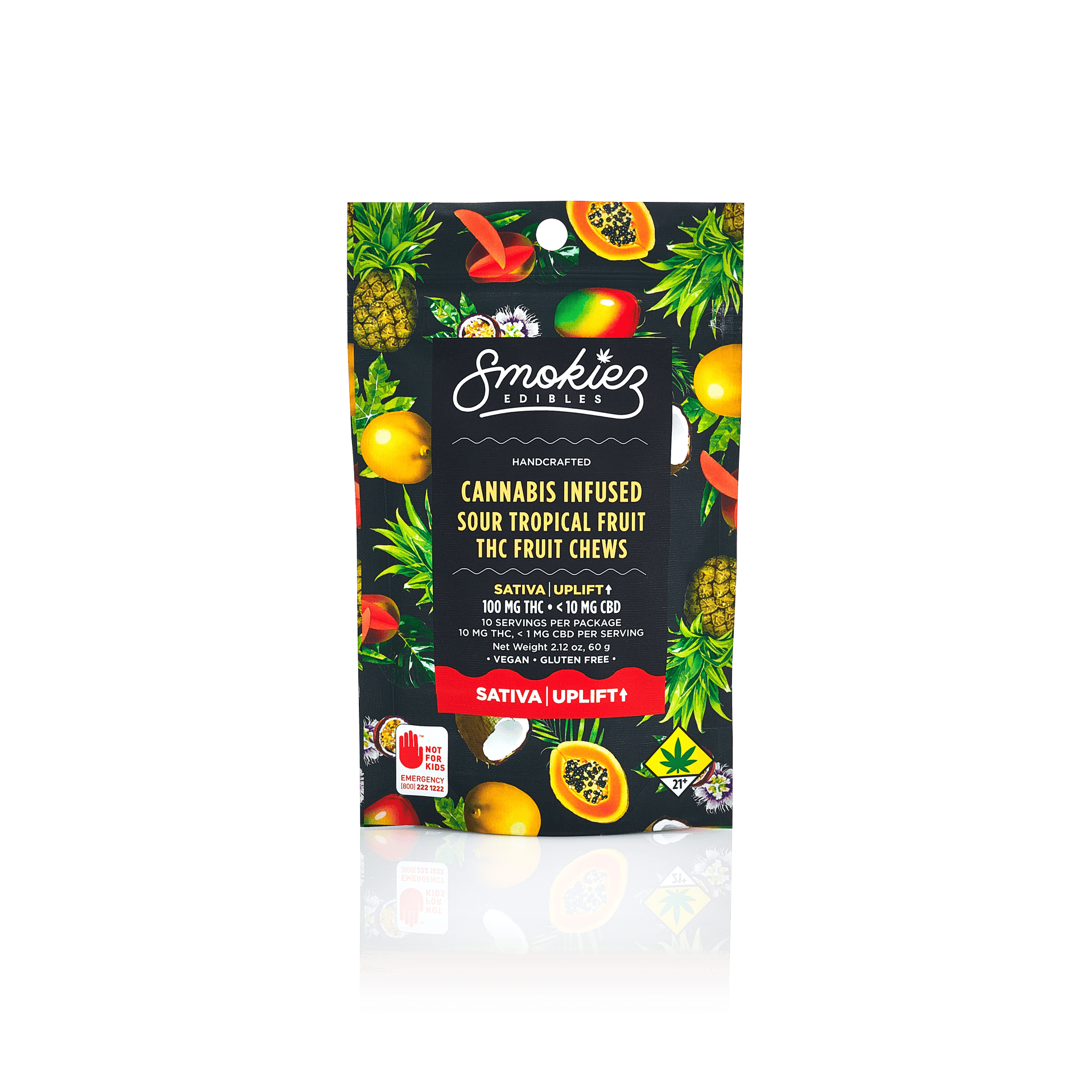 Sour Tropical Gummies | 100mg | 10ct | 10mg/ea by Smokiez Edibles