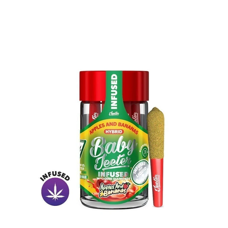 Jeeter Apples and Bananas · Baby Infused Minis · 0.5g each · 5pk, Infused Pre-Rolls
