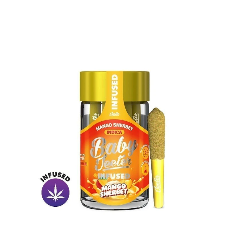 Jeeter Mango Sherbet · Baby Infused Minis · 0.5g each · 5pk, Infused Pre-Rolls