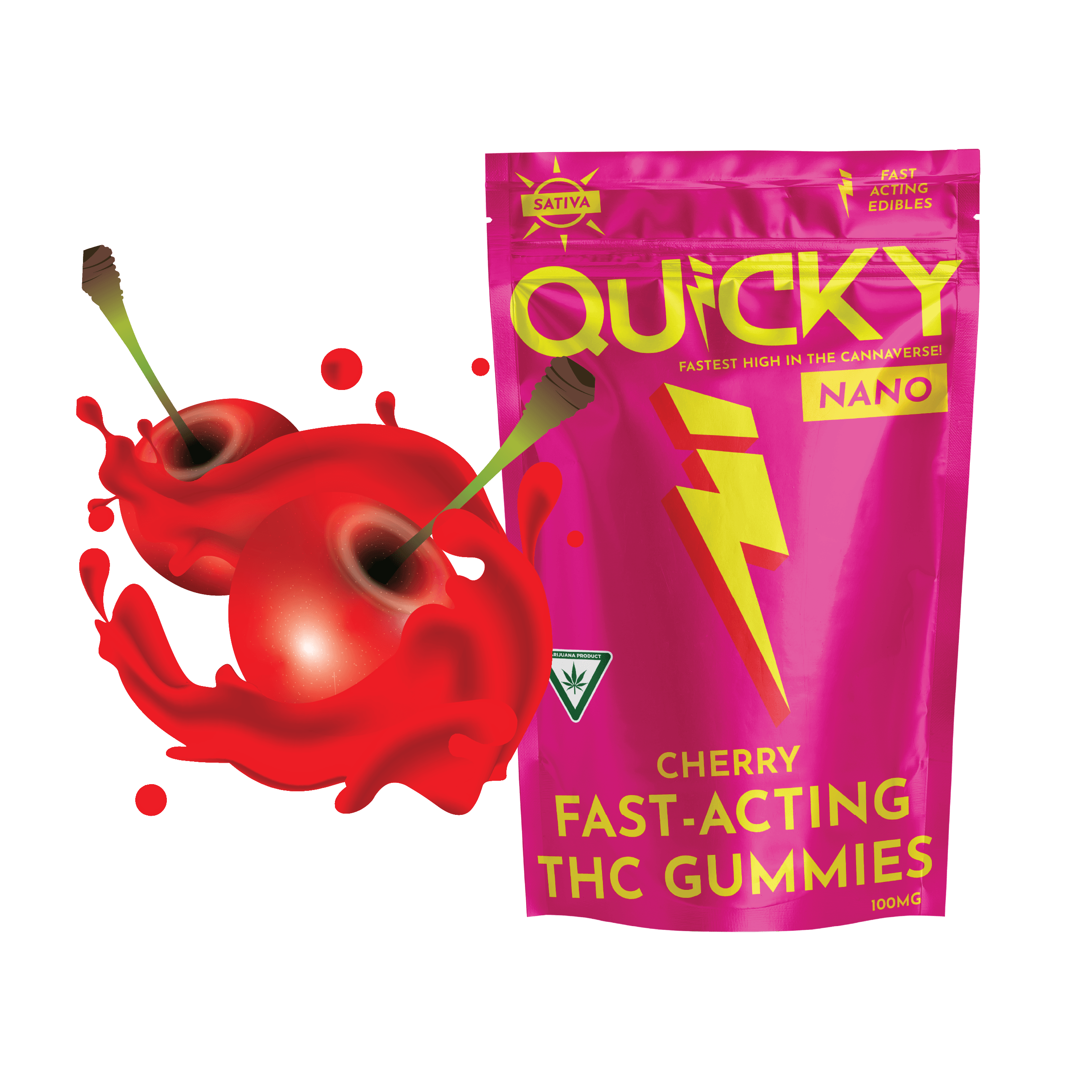 Quicky Gummies Cherry (Sativa) 100mg Quicky Edibles