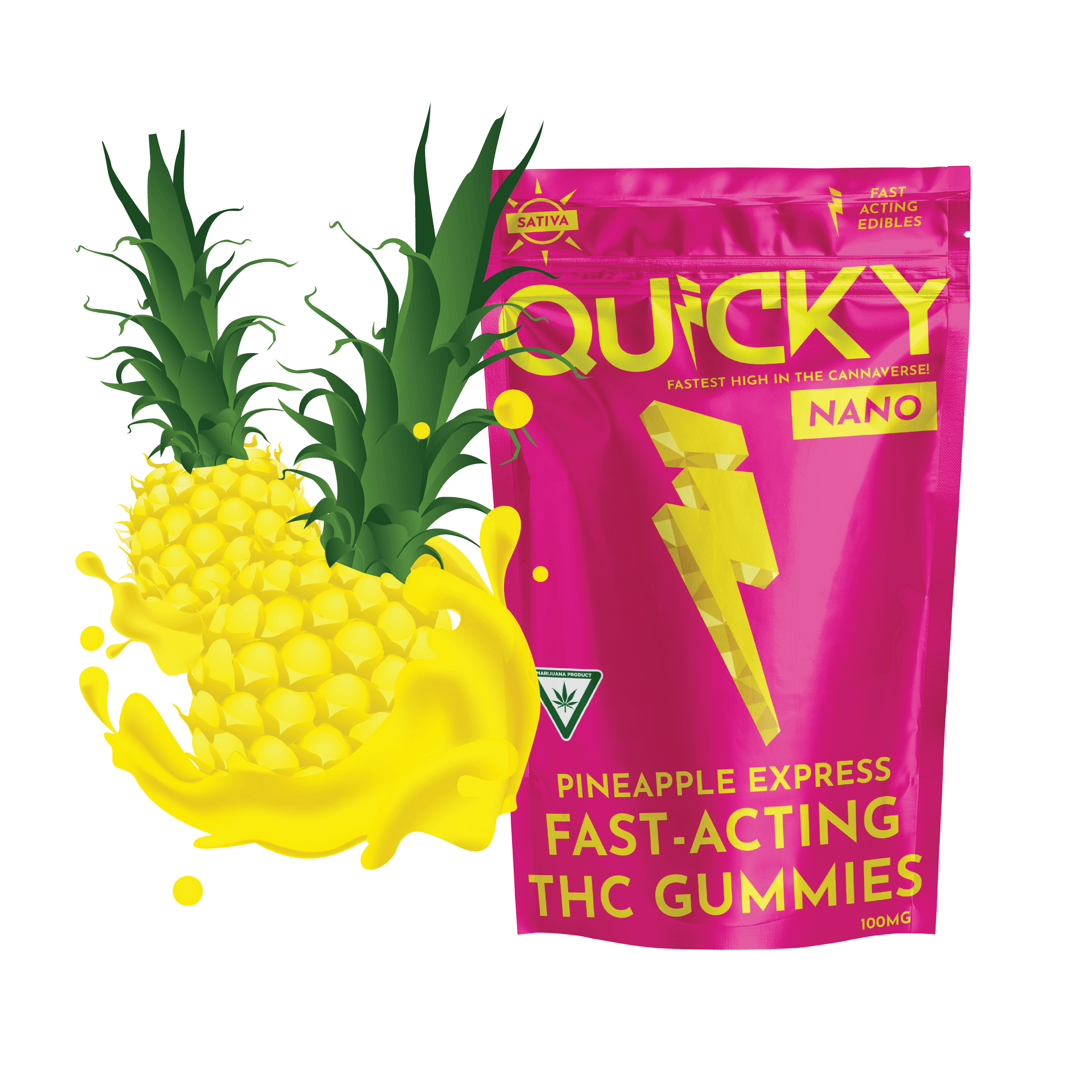 Quicky Gummies Pineapple Express (Sativa) 100mg Quicky Edibles