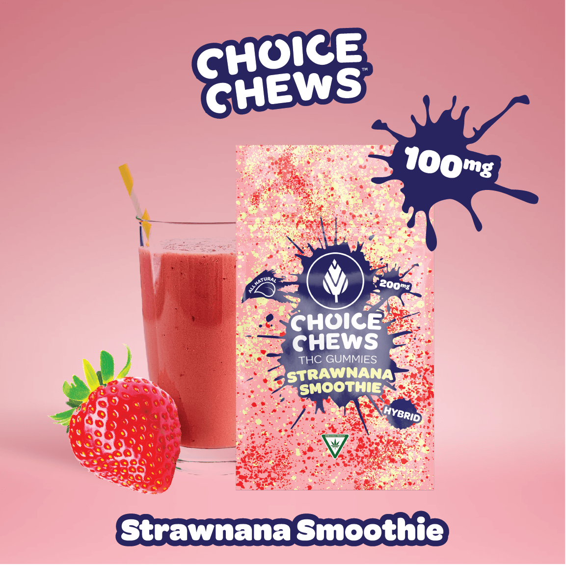 Strawnana Smoothie | Edibles | 100mg by Choice Chews